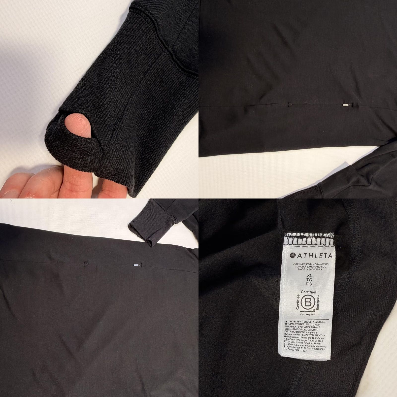 Athleta Athleta Shift Sweater Dress Womens XL Black Long Sleeve Thumbholes Zip Pockets Size XL / US 12-14 / IT 48-50 - 8 Thumbnail