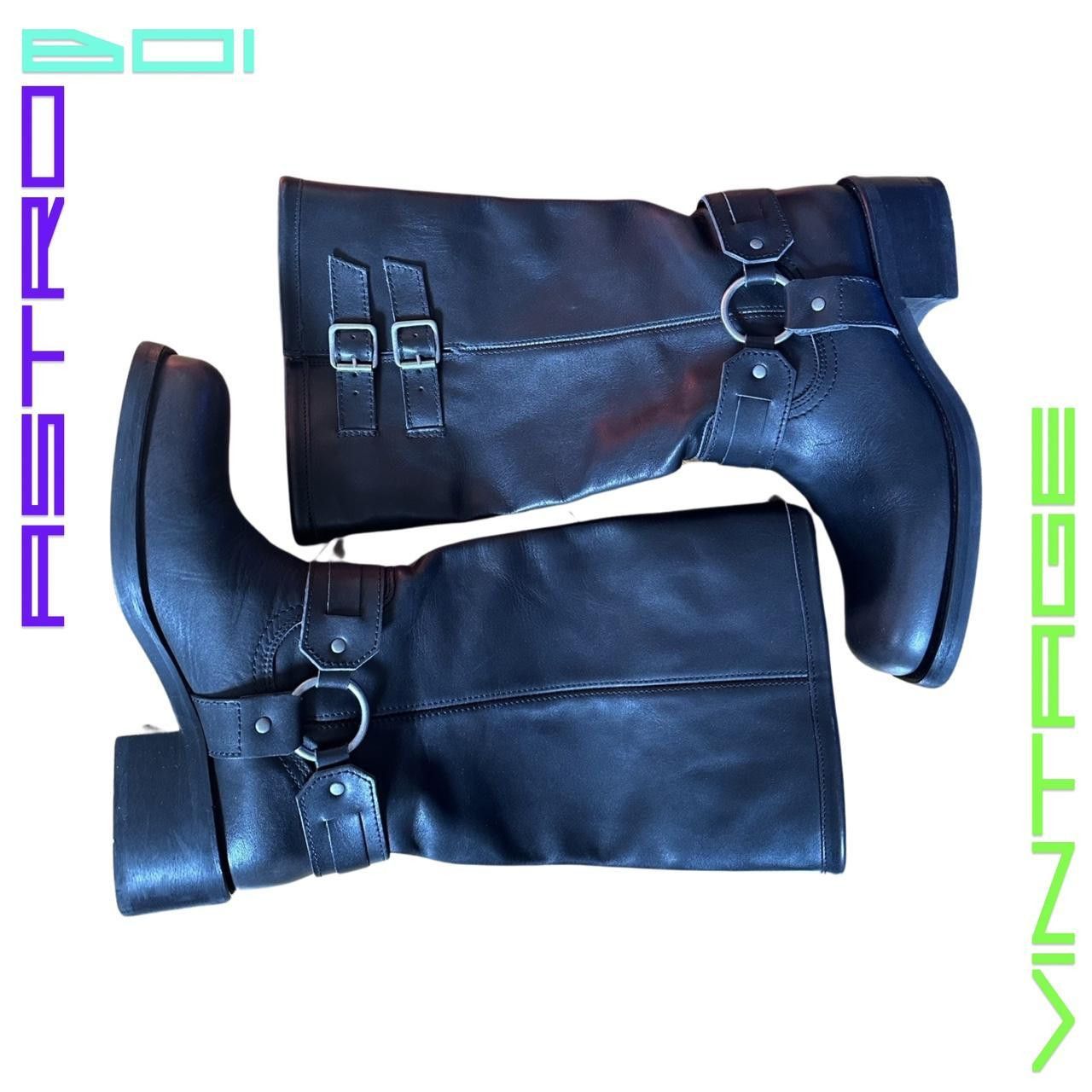 COS BLACK LEATHER BIKER BOOTS _ 41 US