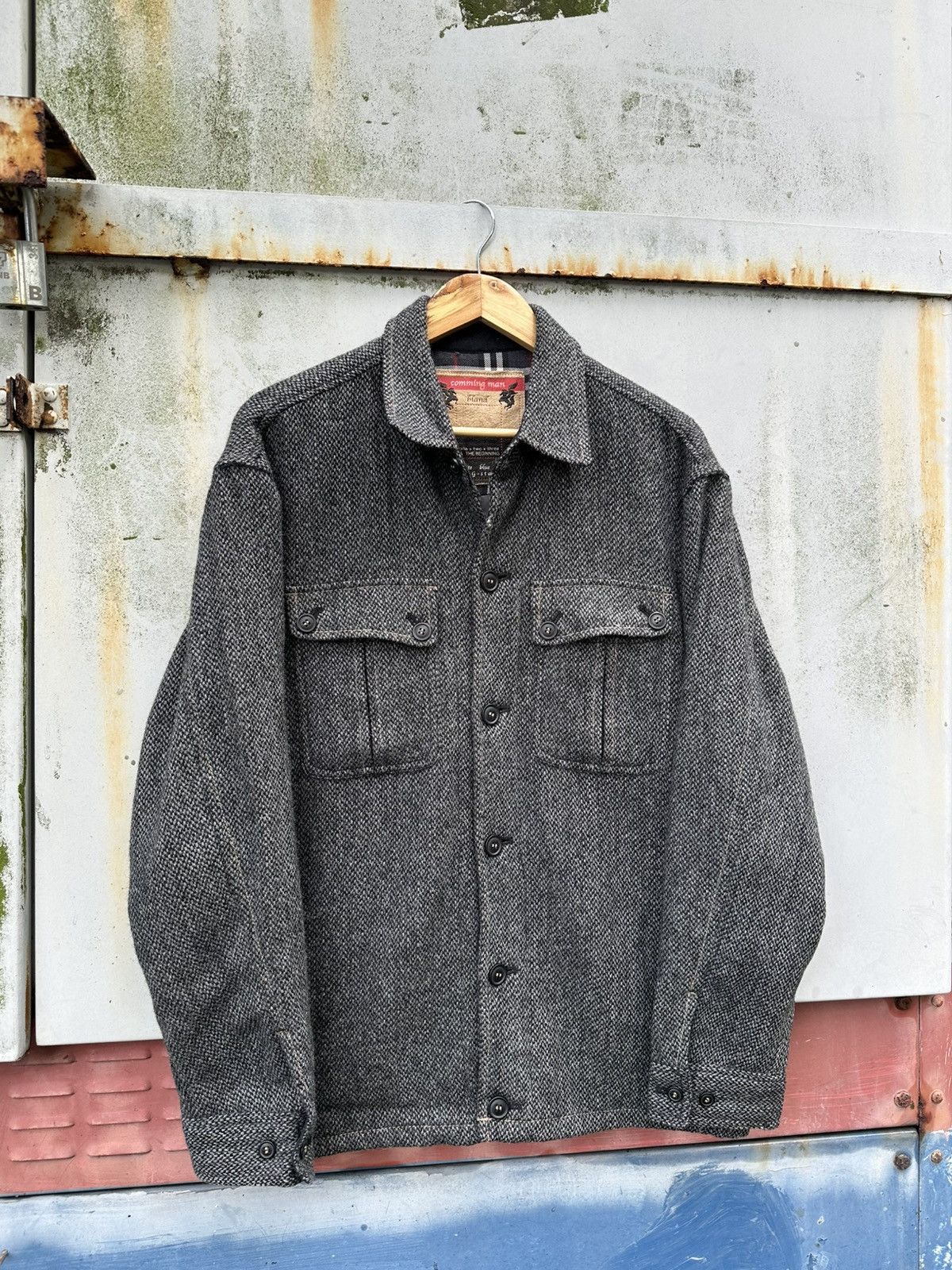 Japanese Brand 👹Coming Man Button Down Wool Jacket Size US L / EU 52-54 / 3 - 3 Thumbnail