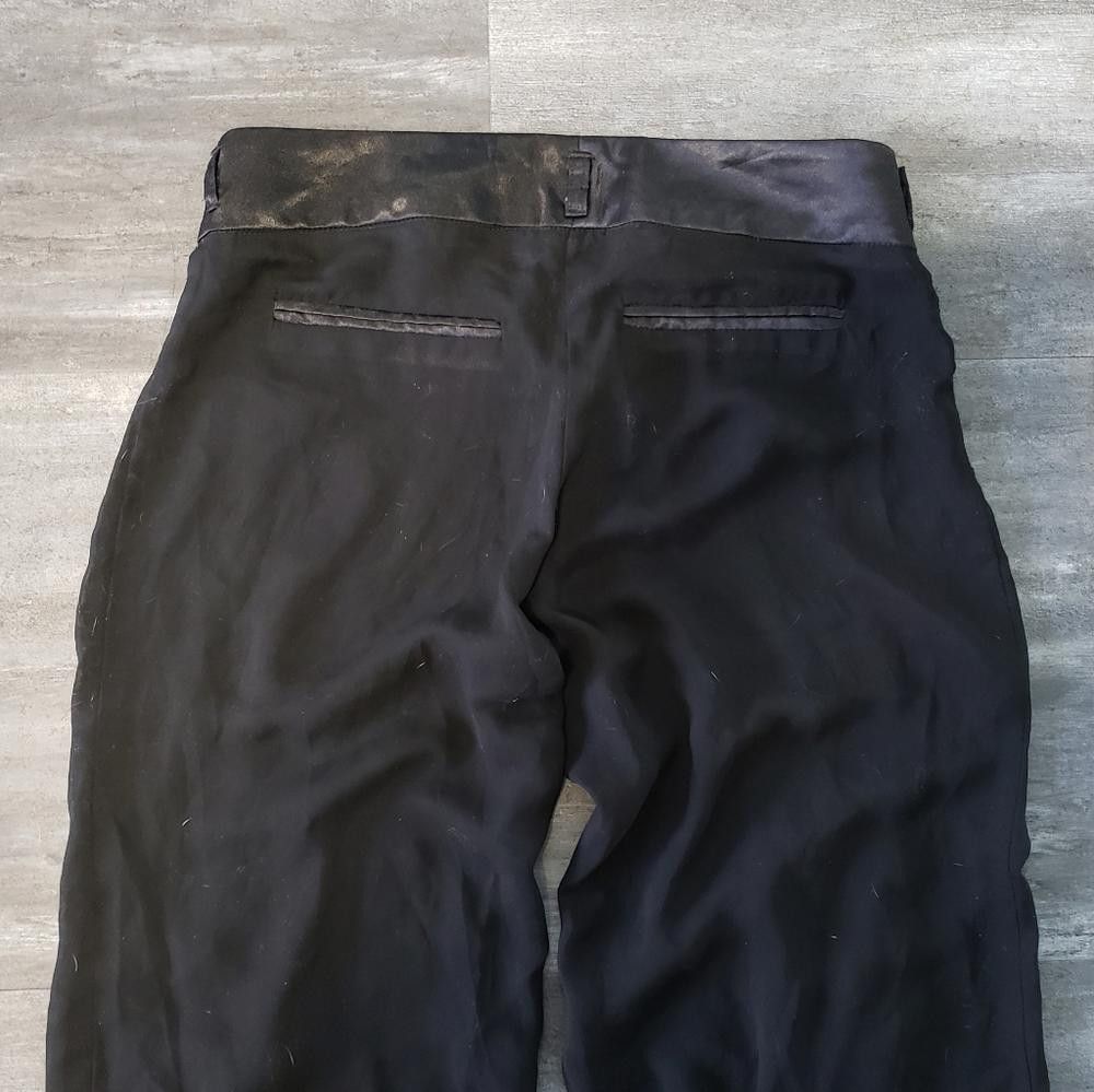 Designer Black Silk & Sheer Dressy Wide Leg Pant Size 28" / US 6 / IT 42 - 3 Thumbnail