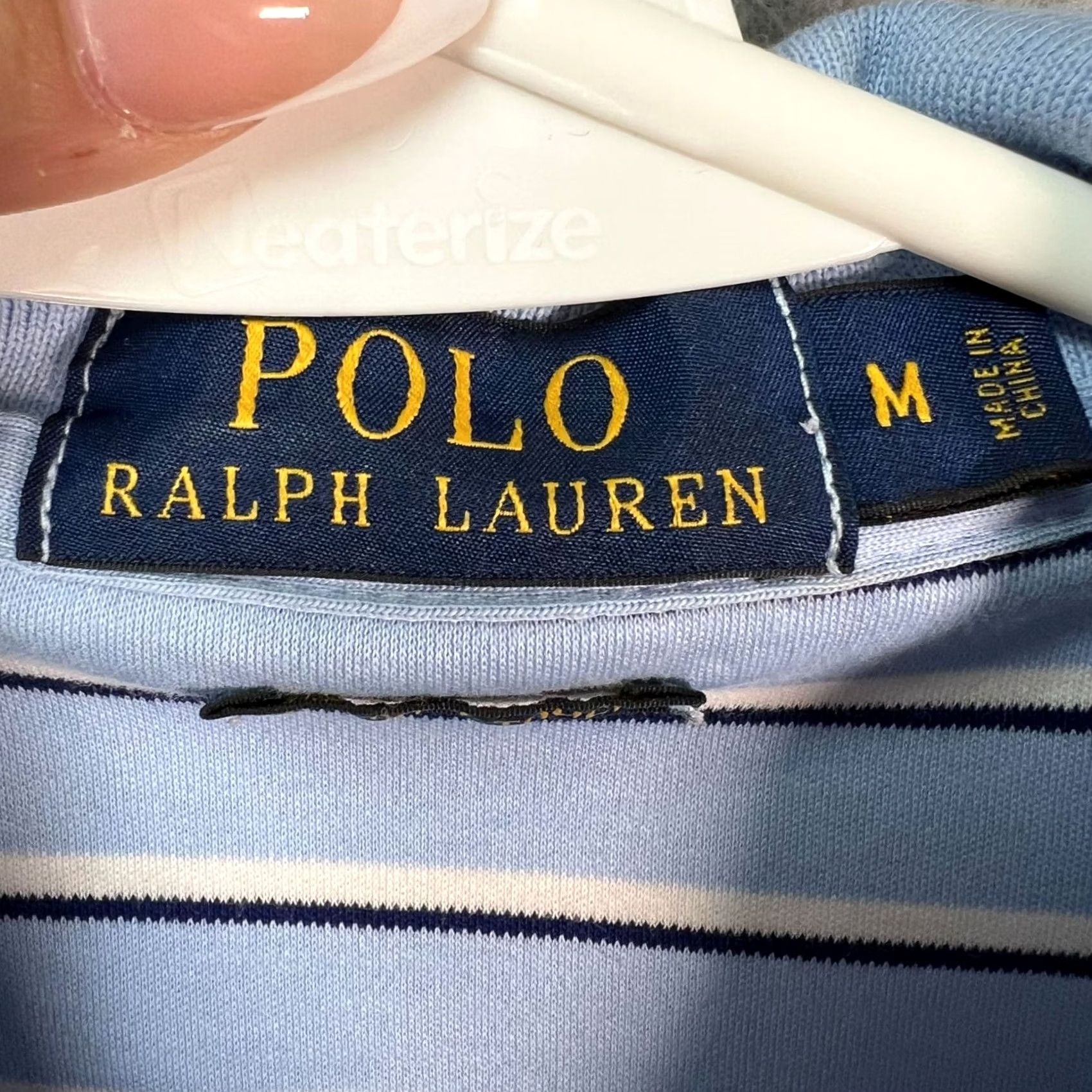 Polo Ralph Lauren Polo Ralph Lauren Polo Shirt Mens Medium Blue & White Striped Pima Soft Touch Cotton Short Sleeve Crewneck Polo Shirt Size US M / EU 48-50 / 2 - 3 Thumbnail