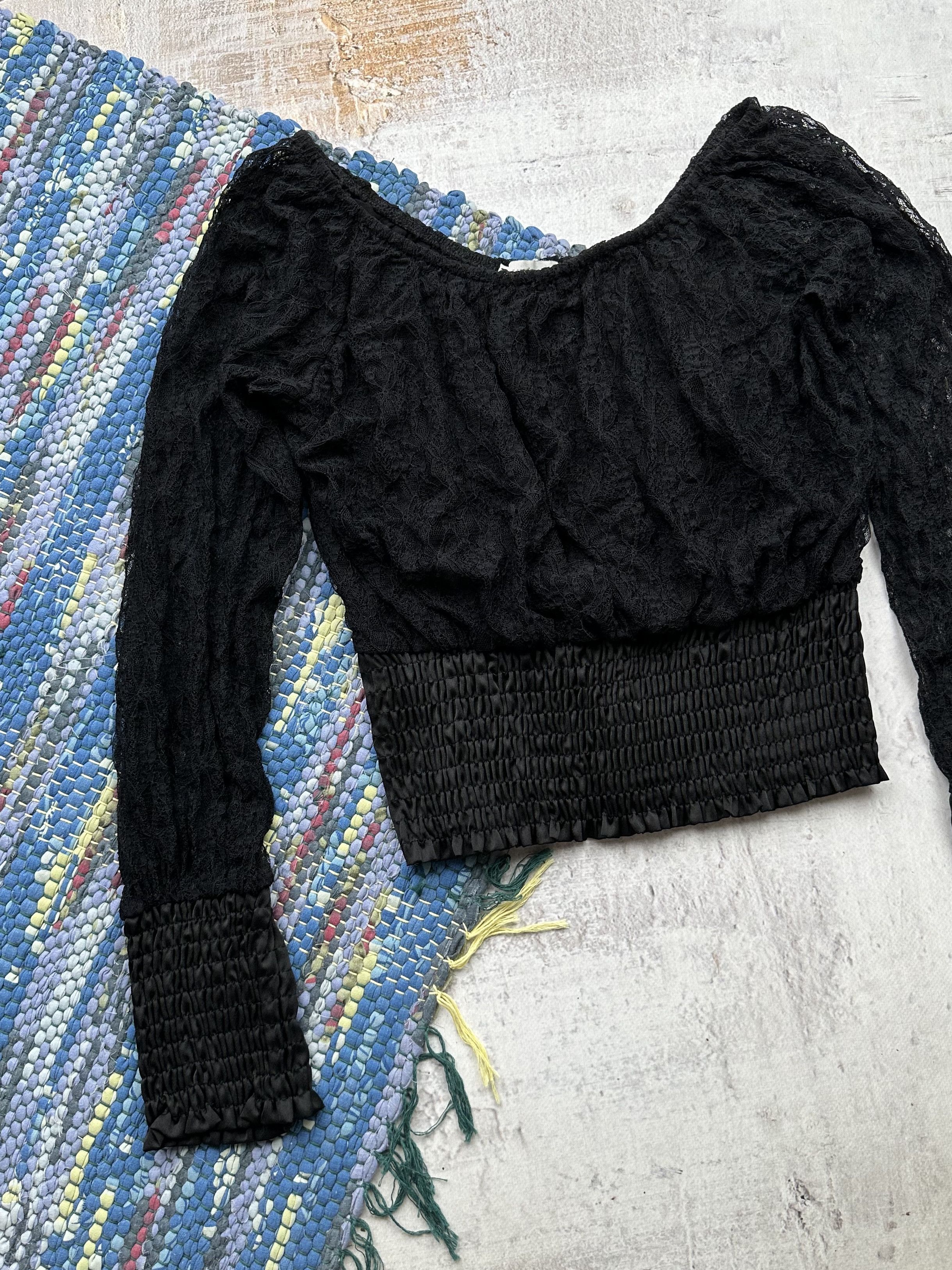 Vintage Vintage Lace Cropped Blouse A139(249) Size S / US 4 / IT 40 - 2 Thumbnail
