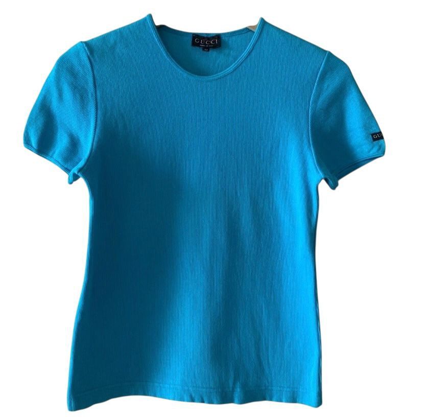 Gucci 1996 Spring Summer Gucci Ribbed elastane side logo t-shirt Size M / US 6-8 / IT 42-44 - 3 Thumbnail