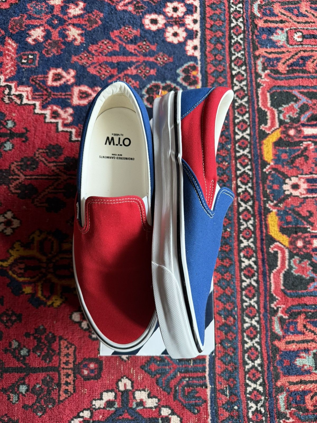Engineered Garments × Vans OTW Classic Slip-On 98 in Red/Navy Size US 12 / EU 45 - 4 Thumbnail