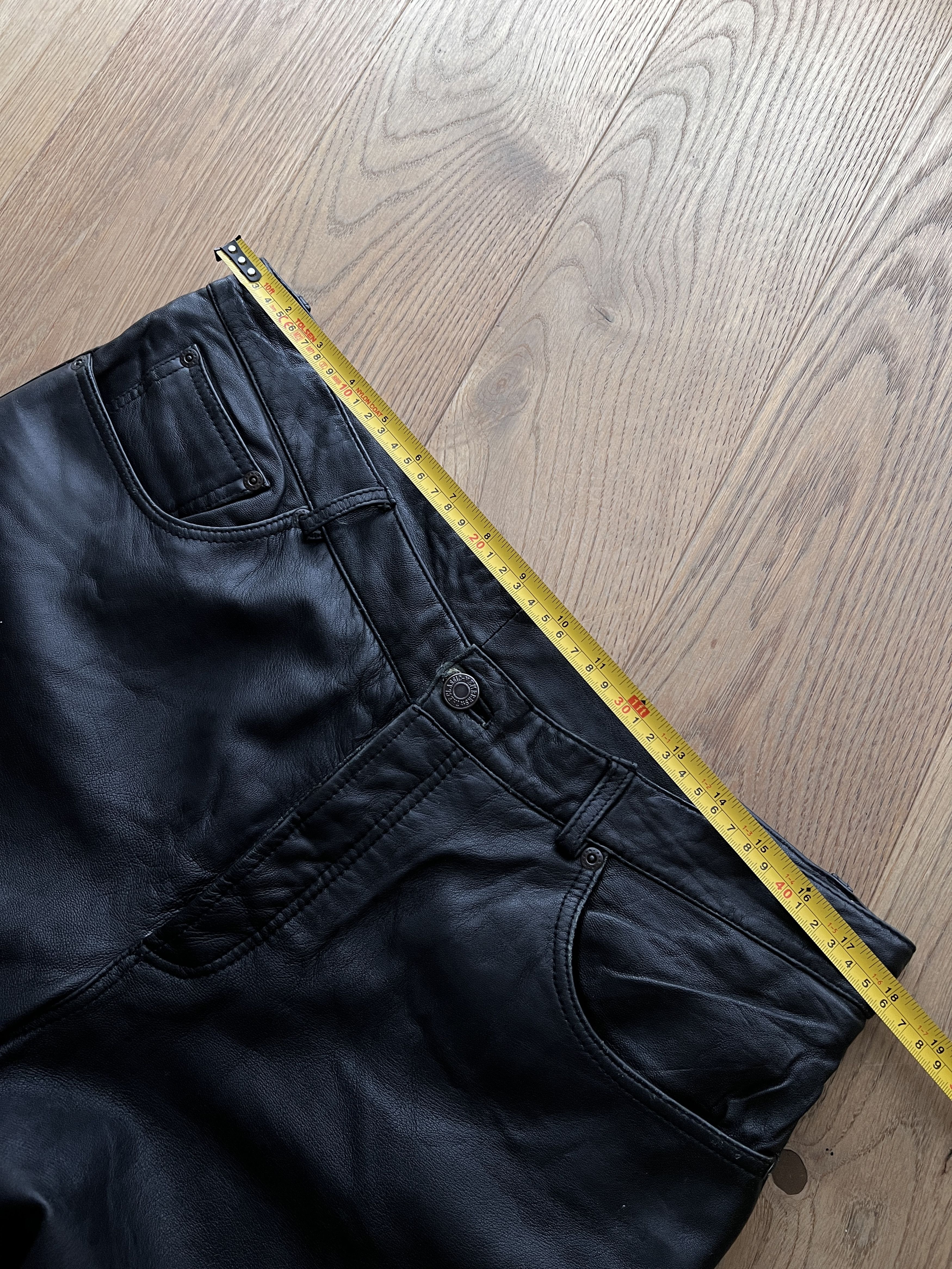 Vintage black leather pants y2k opium baggy fit archive 00s