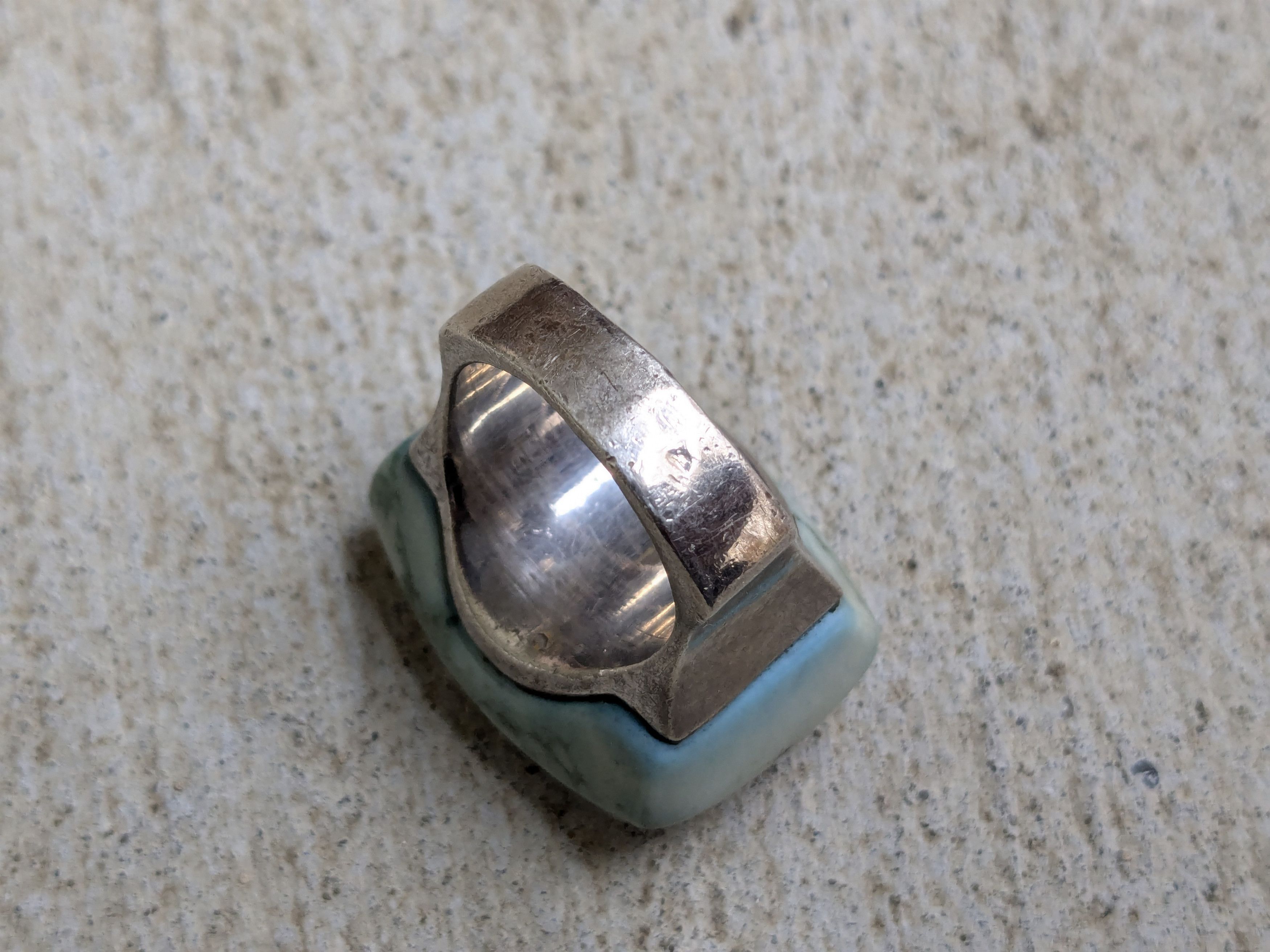Jewelry Vintage Sterling Silver Ring Blue Howlite 7.75 Modern Size ONE SIZE - 10 Thumbnail