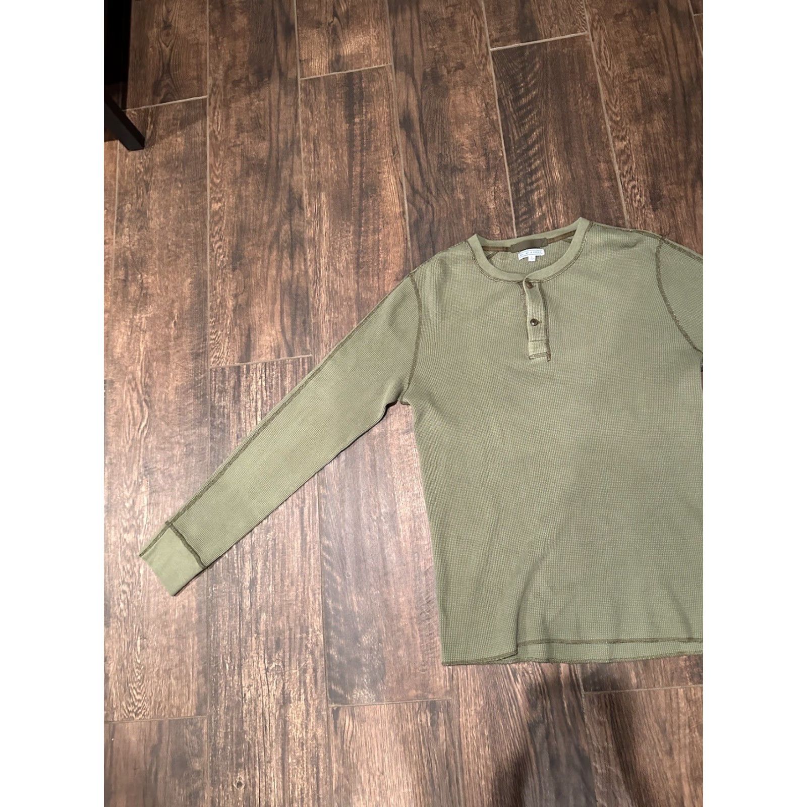 Wallace & Barnes NWT WALLACE & BARNES Mens Large Waffle Thermal Henley Shirt Green AD157 Size US L / EU 52-54 / 3 - 3 Thumbnail