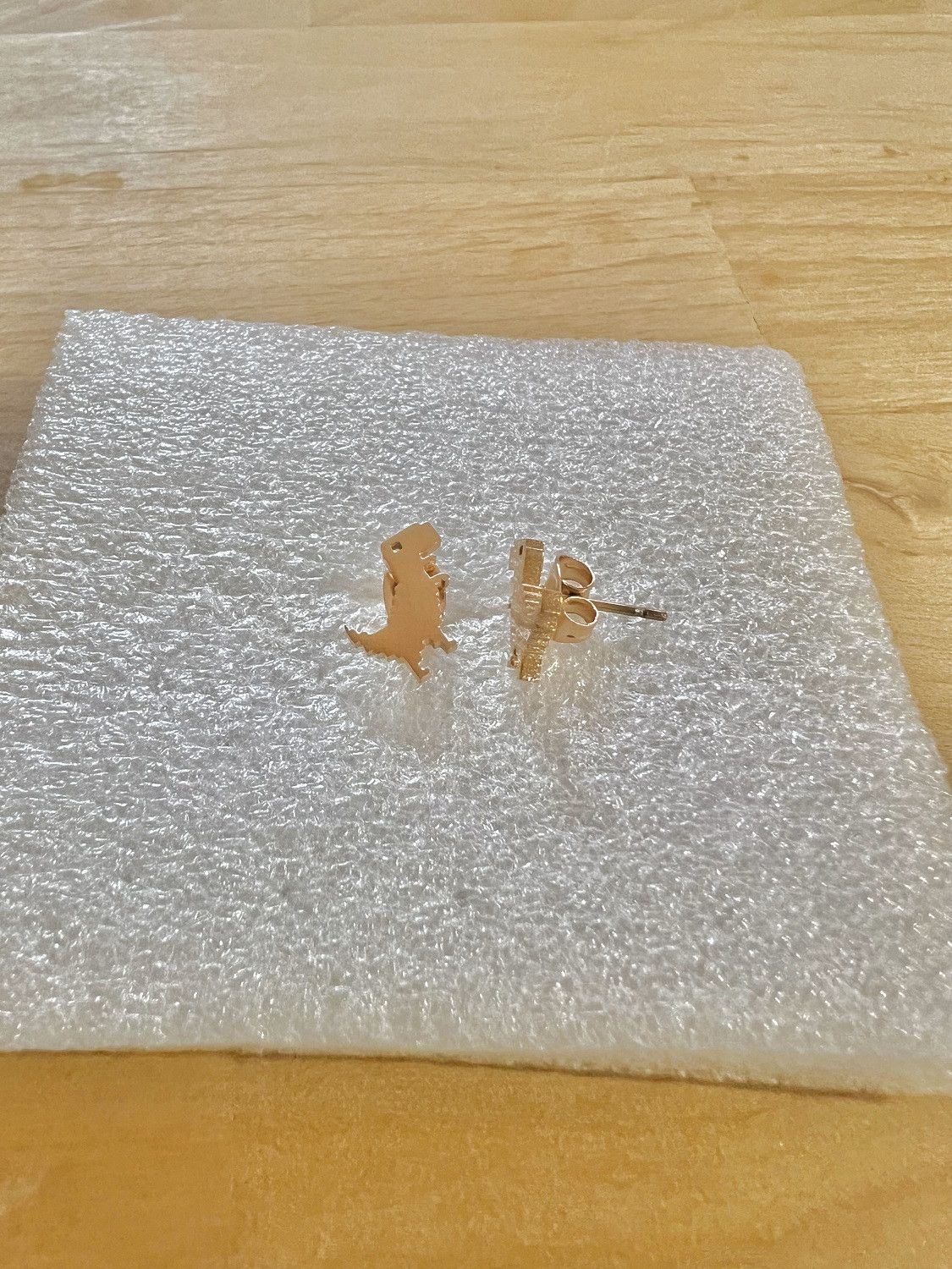Jewelry Dinosaur Rose Gold Stud Earrings Size ONE SIZE - 1 Thumbnail
