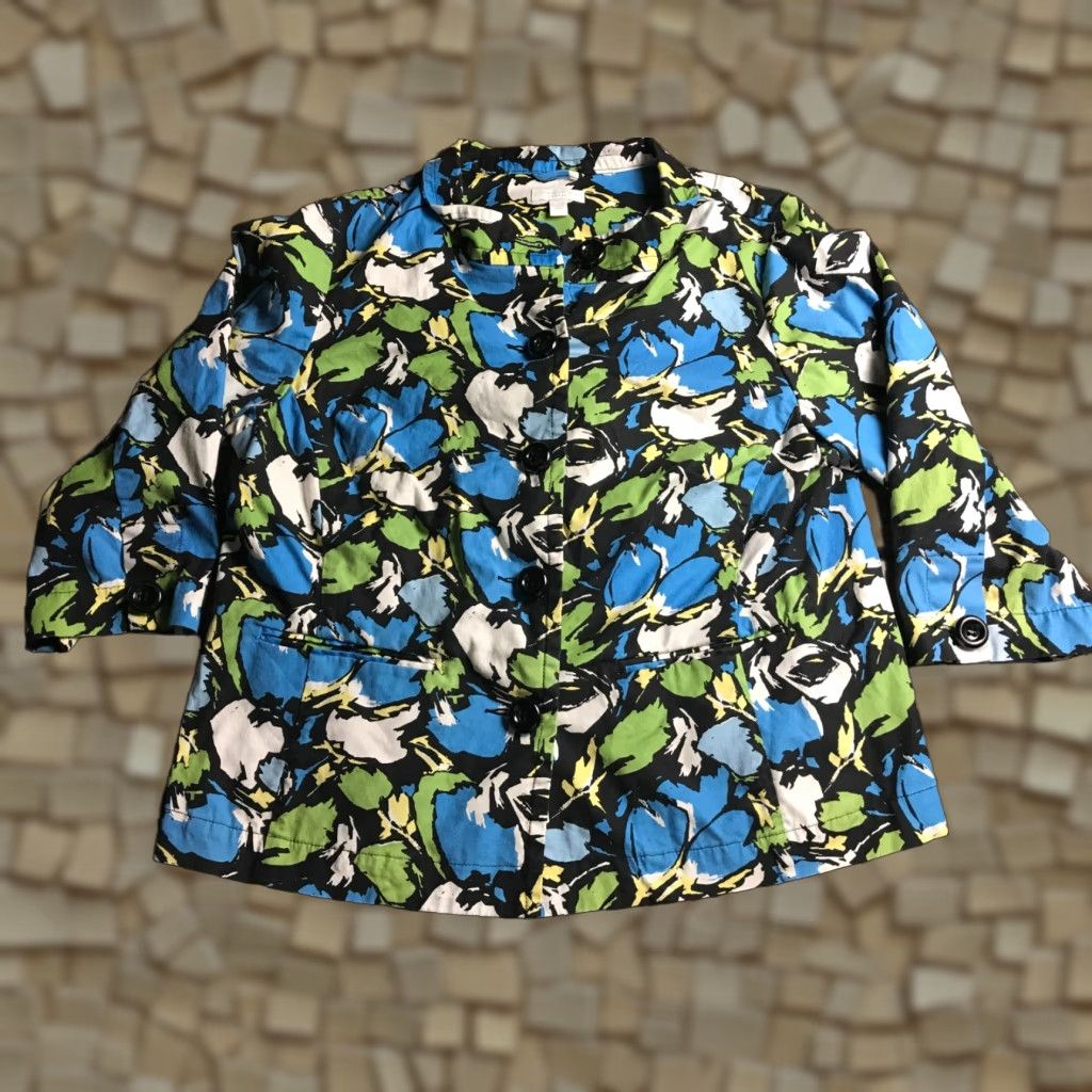 Charter Club Charter Club Jacket Women 1X Blue Black Green Lightweight 3/4 Sleeve Colorful Basic Jacket Womens Size XL / US 12-14 / IT 48-50 - 1 Thumbnail