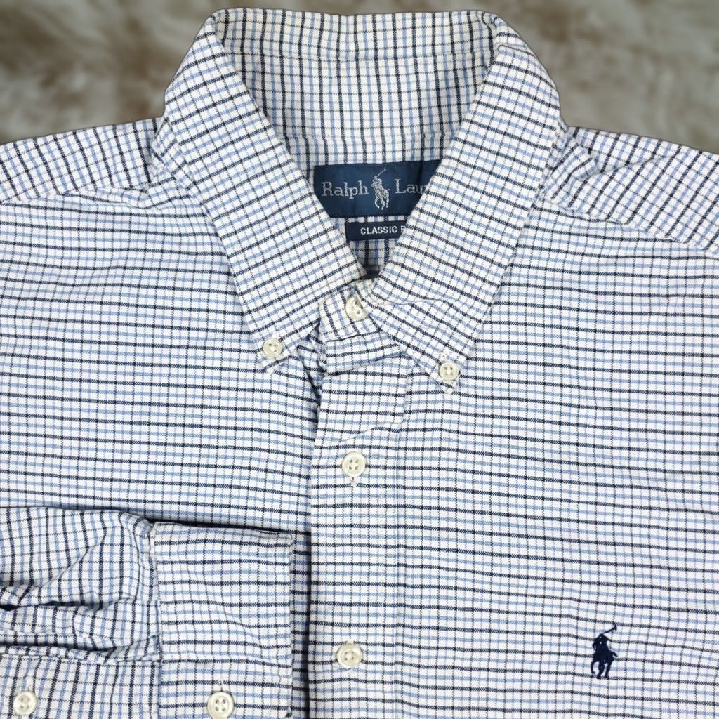 Ralph Lauren Ralph Lauren Classic Fit Blue Check Button-Up Shirt XL Mens Stained Size US XL / EU 56 / 4 - 1 Thumbnail