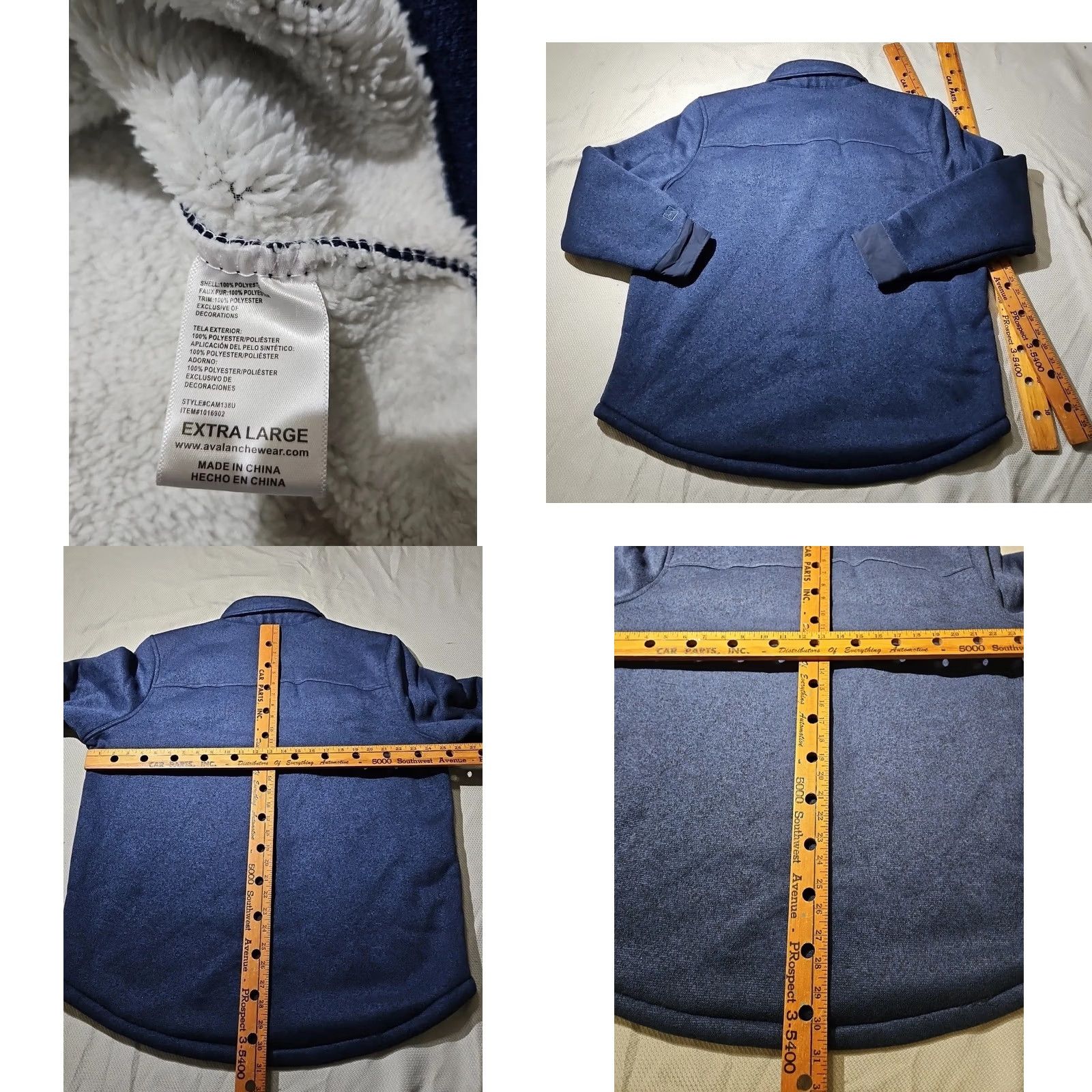 Avalanche VNT Avalanche Shirt Mens XL Blue Fleece Sherpa Lined Button Flap Pocket Shacket Size US XL / EU 56 / 4 - 8 Thumbnail