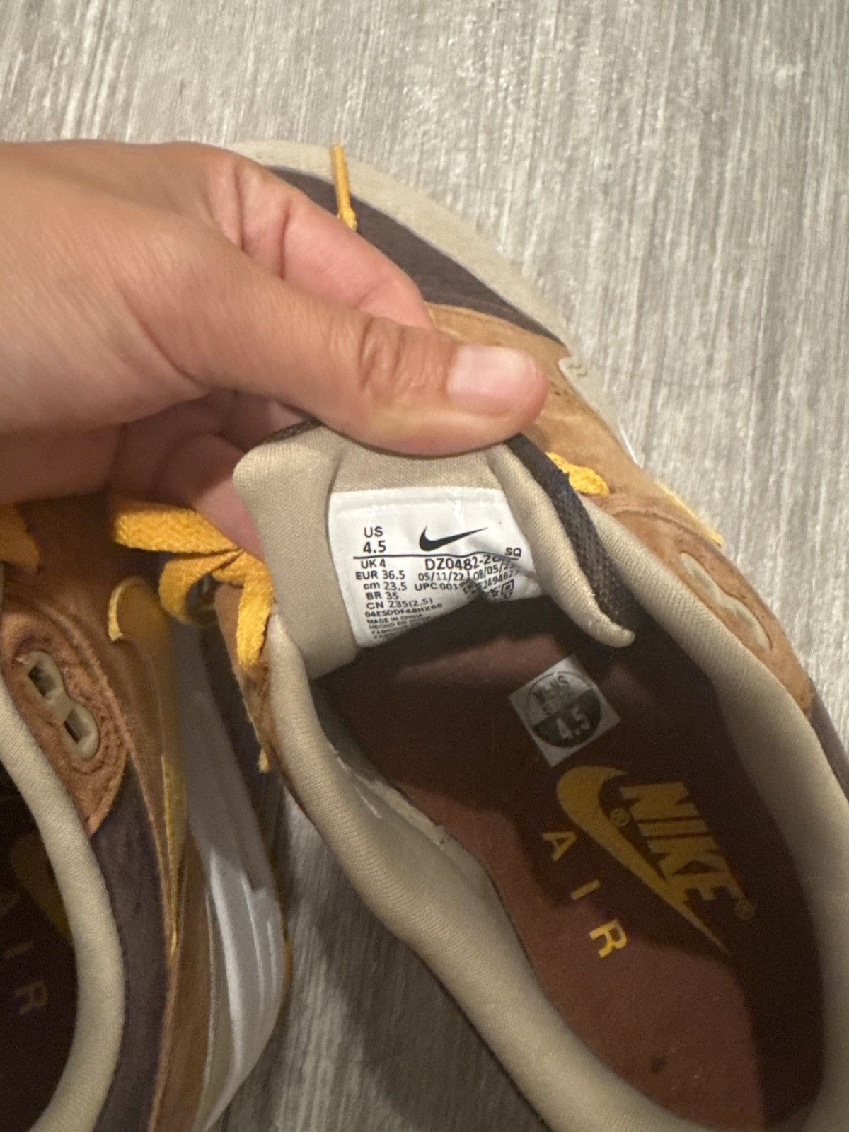 Nike Air Max 1 PRM “Ugly Duckling Pecan” Size US 6 / IT 36 - 4 Thumbnail