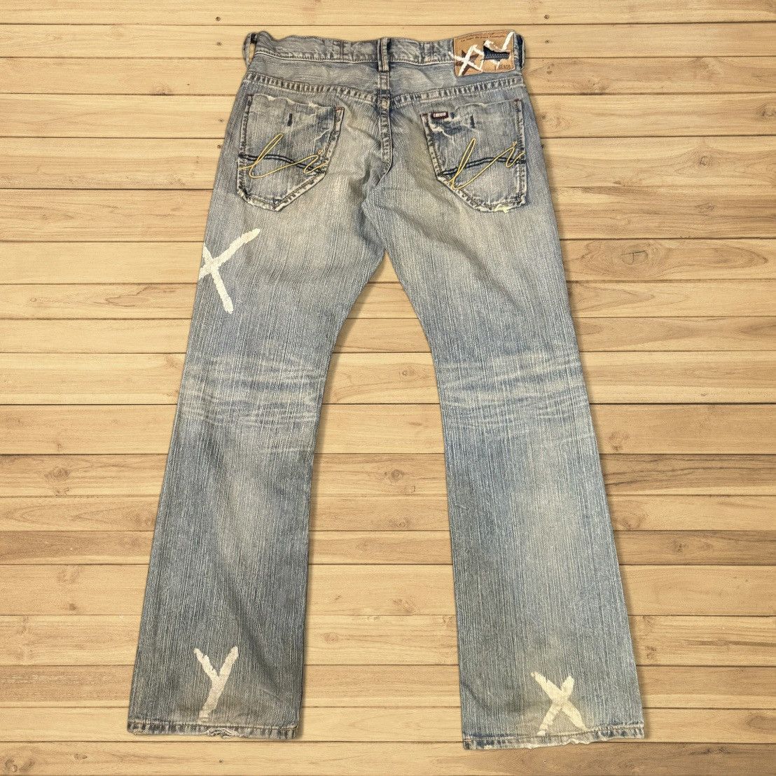 Japanese Brand Japanese Seditionaries Liberto Paint Thrashed Wideleg Denim Size US 32 / EU 48 - 1 Thumbnail