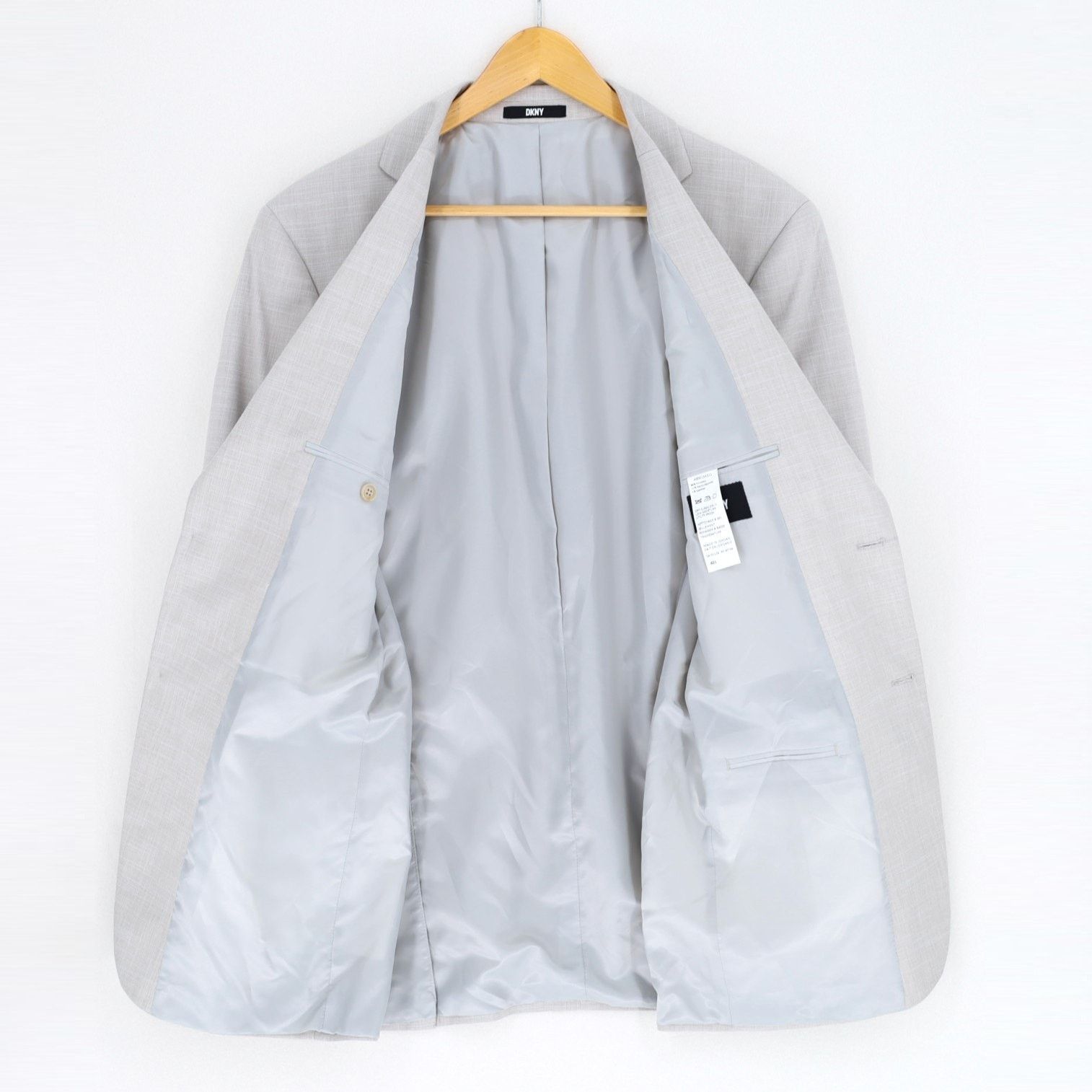 DKNY DKNY Men's Light Grey Stretch Modern-Fit Suit Jacket 42L Size 42L - 4 Thumbnail