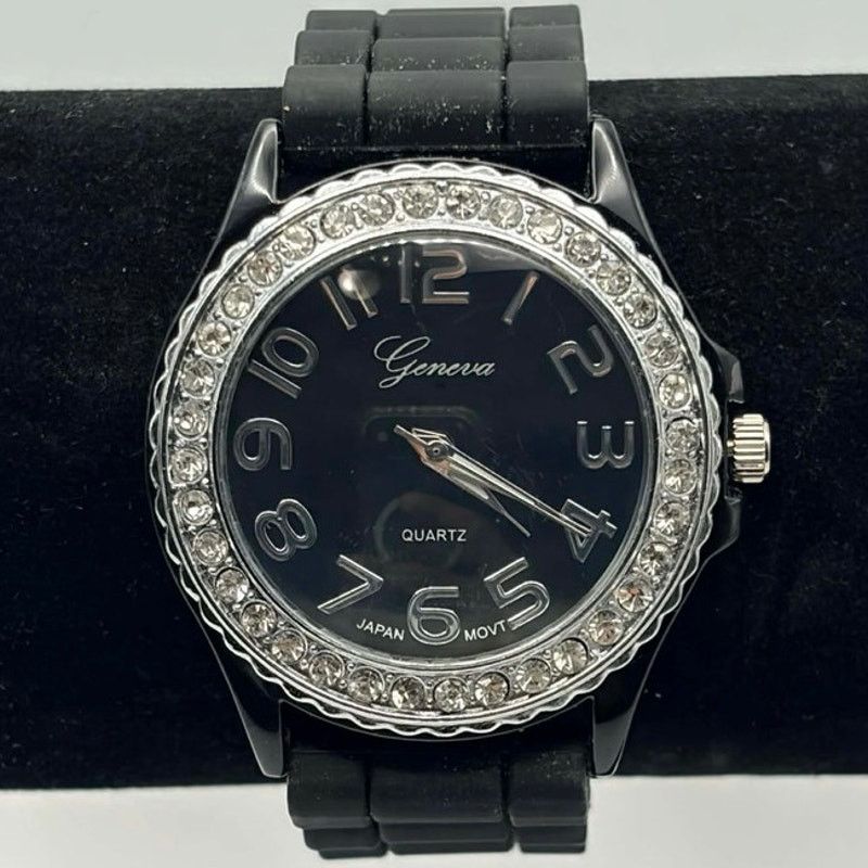 Geneva Silver & Black Men's Geneva Watch Size ONE SIZE - 1 Thumbnail