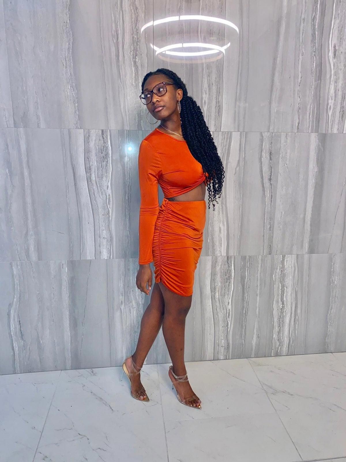 Fashion Nova On The Same Wave Skirt Set - Rust Size L / US 10 / IT 46 - 1 Thumbnail