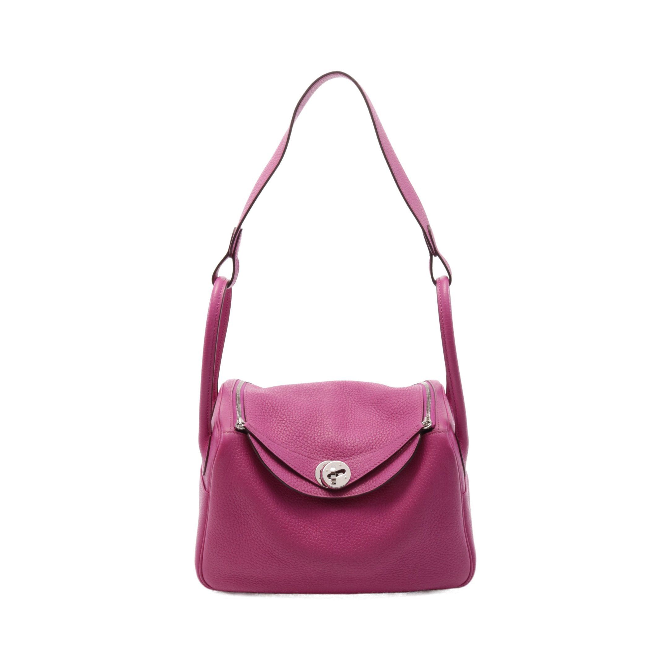 Hermes Hermes Lindy 26 Rose Shocking Shoulder Bag Clemence Leather Pink Purple Silver Hardware C Engraved Size ONE SIZE - 1 Thumbnail