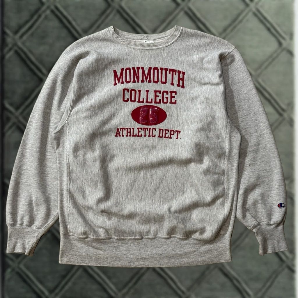 Champion VINTAGE Champion Reverse Weave Monmouth College Crewneck Sweatshirt 2XL Gray Graphic Print Mens Jersey Collegiate 90s Size US XXL / EU 58 / 5 - 1 Thumbnail