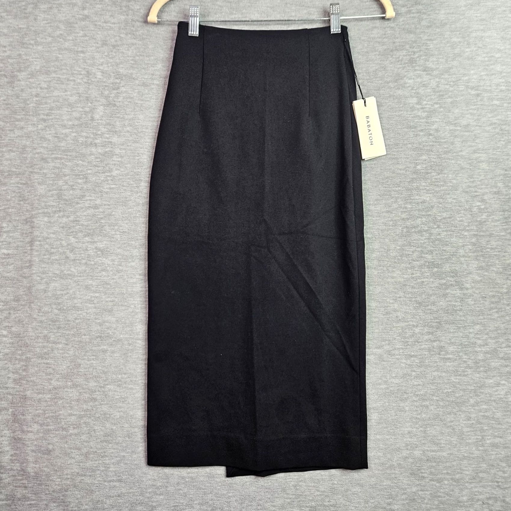 Vintage Babaton Black Button Front Midi Skirt Women’s Size 00 New Size 24" / US 00 / IT 34 - 2 Thumbnail