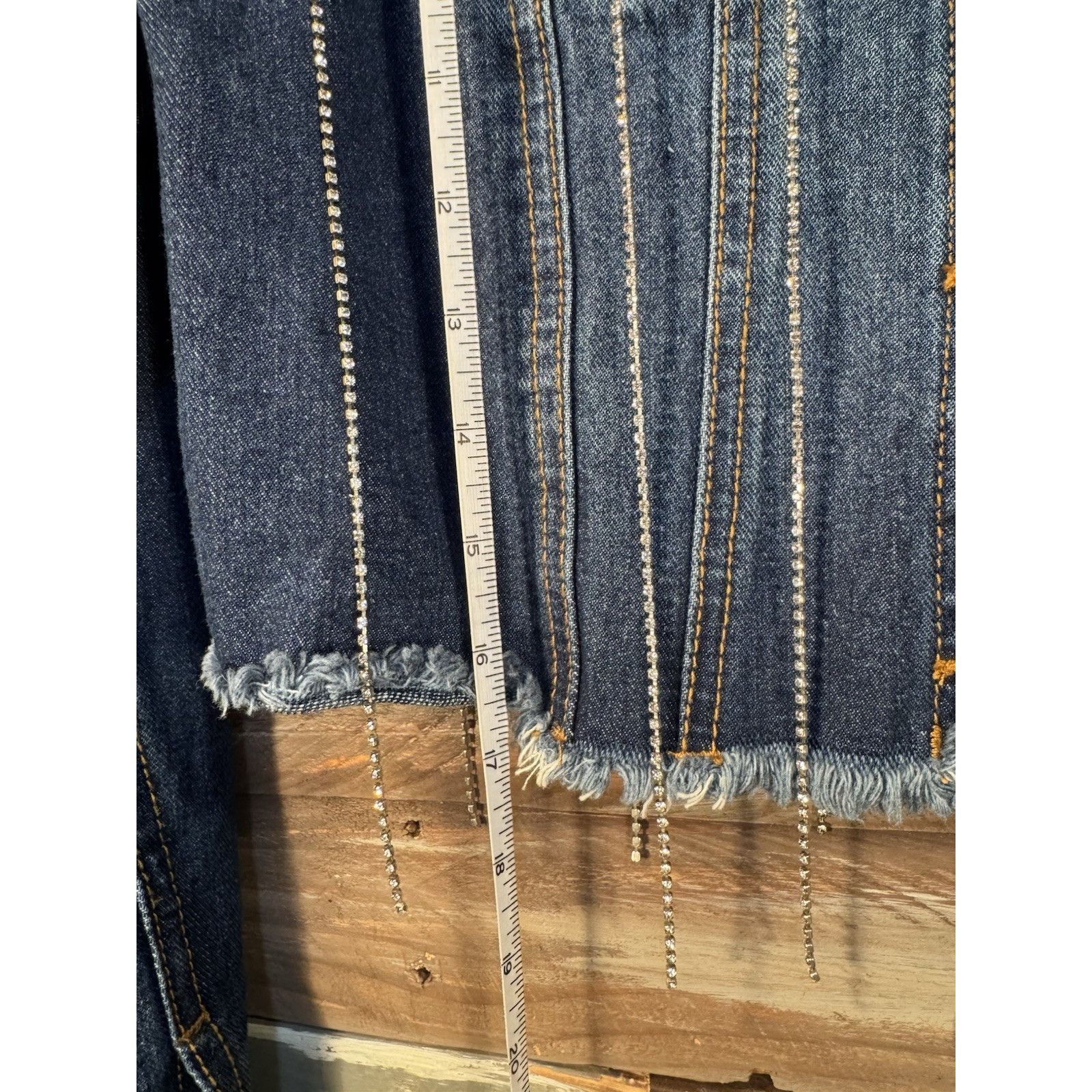 Levi's Denim Blvd Blue Jean Rhinestone Crystal Jacket Women's SMALL Size S / US 4 / IT 40 - 5 Thumbnail