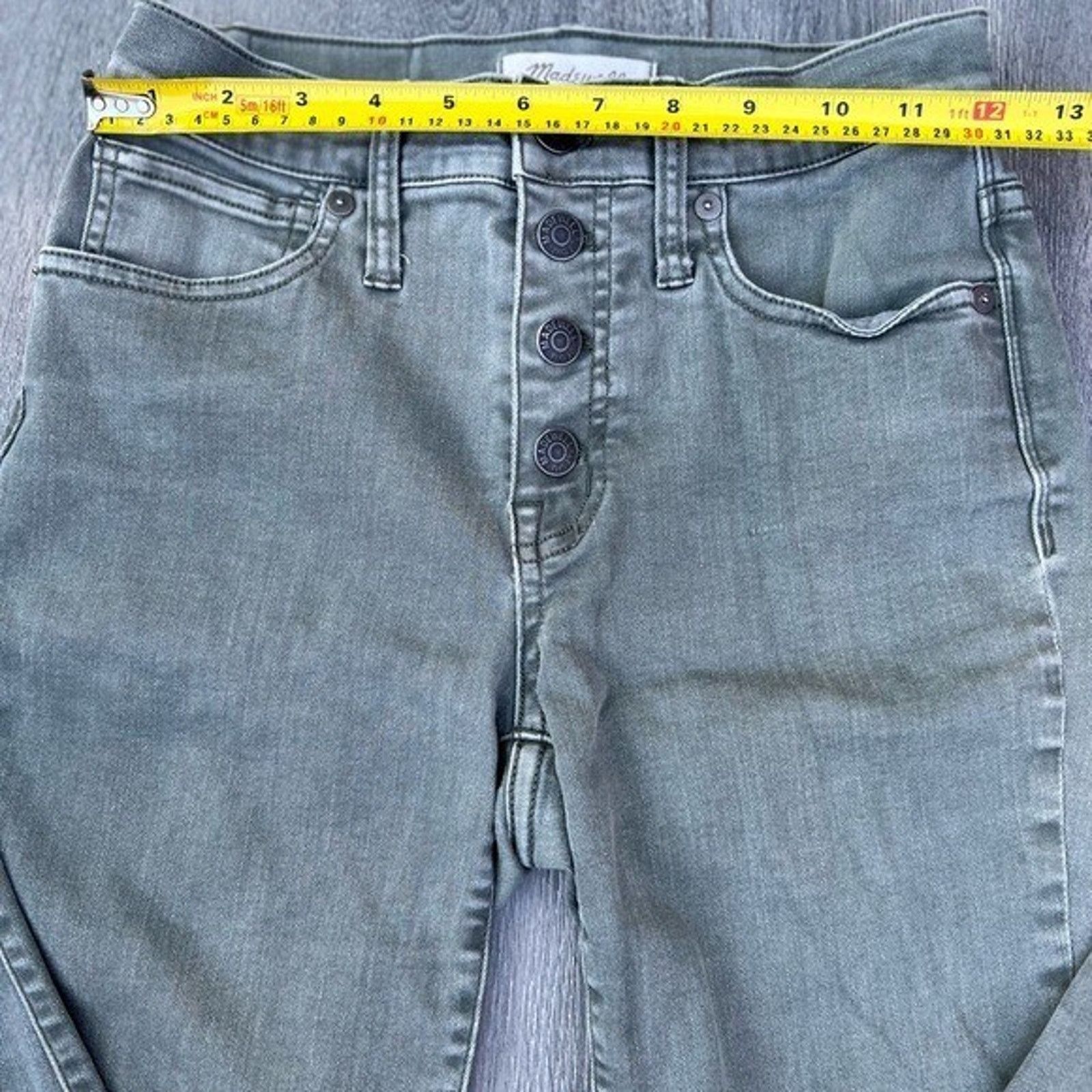 Madewell Madewell Skinny Jeans hi rise 9” size 25 green buton A000326 Size 25" / US 0 / IT 36 - 4 Thumbnail