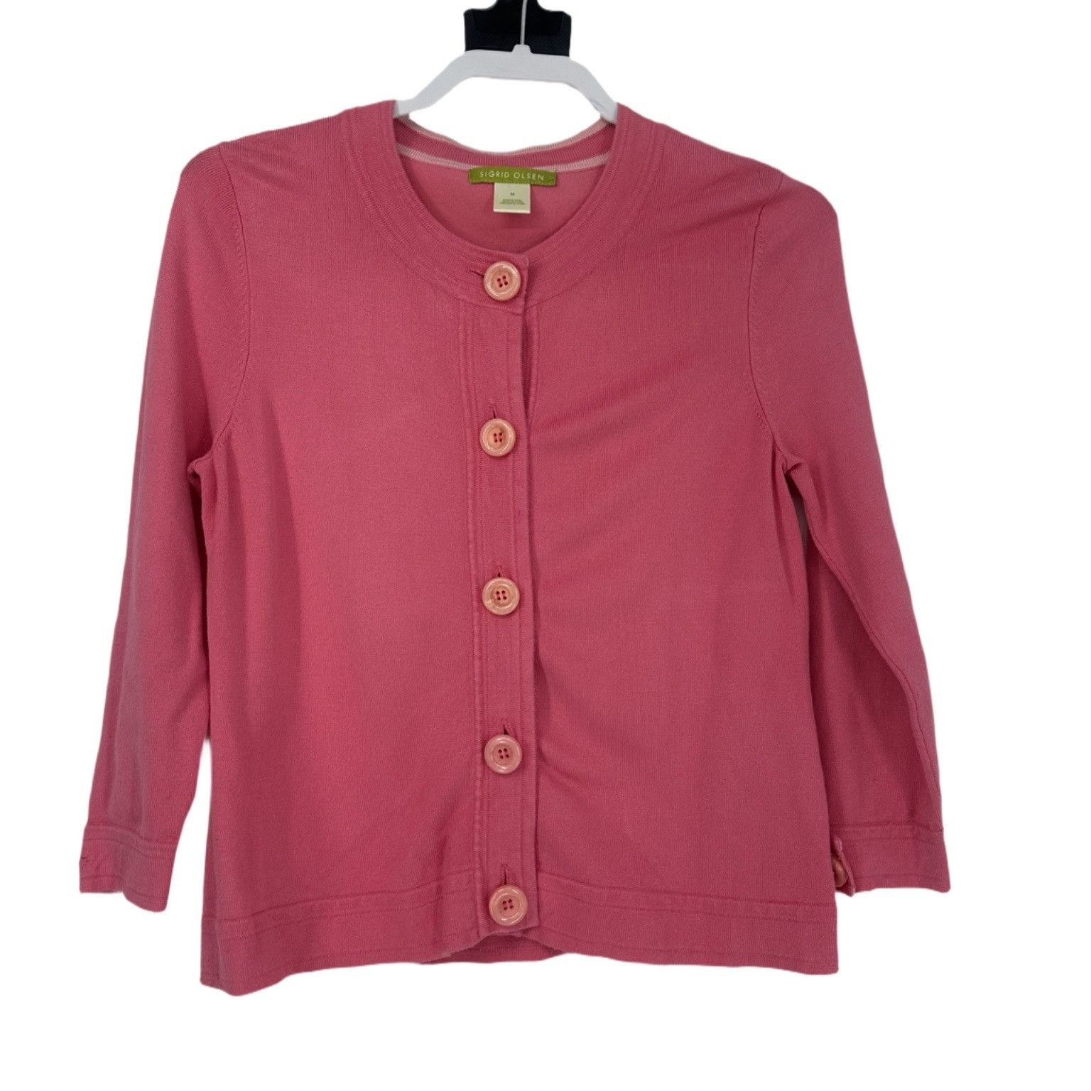 Other Sigrid Olsen Dusty Rose Button-Front Crewneck Cardigan Size Size M / US 6-8 / IT 42-44 - 2 Thumbnail