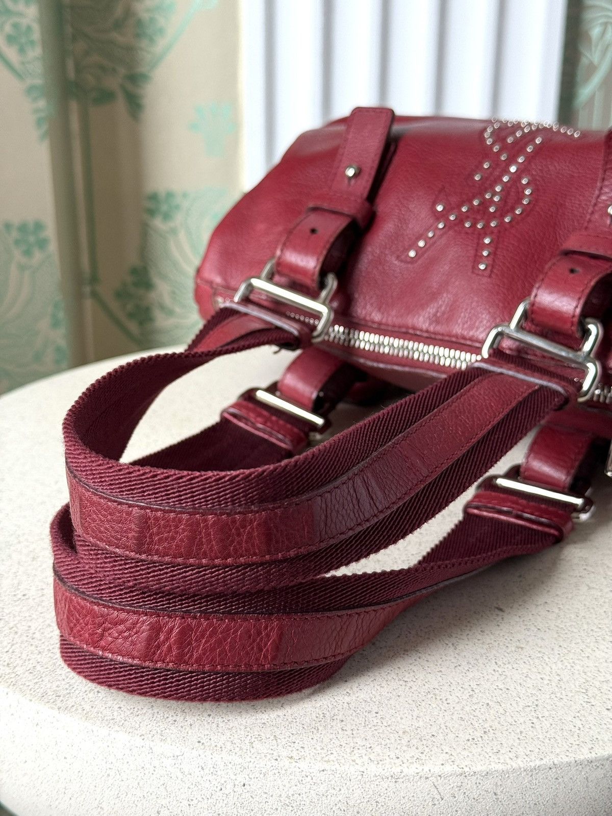 Yves Saint Laurent Yves Saint Laurent Small Studded Boston Red Shoulder Bag Size ONE SIZE - 12 Thumbnail