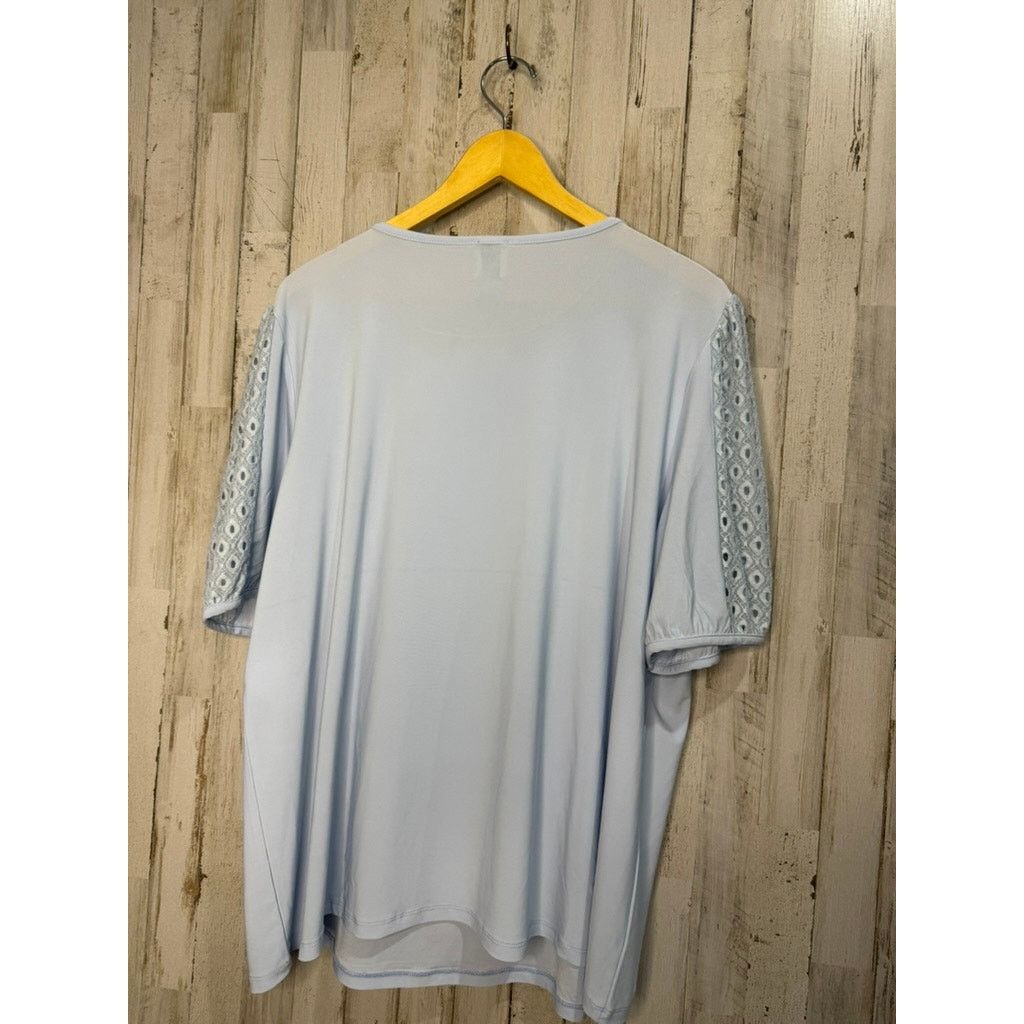 Anne Klein NWT Anne Klein Women's 2XL Blue Lace Accent Short Sleeve Size XXL / US 16-18 / IT 52-54 - 4 Thumbnail