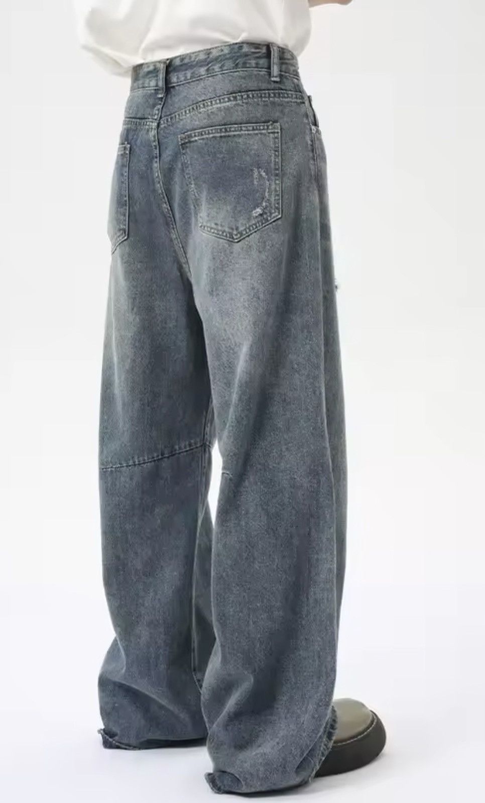 Japanese Brand DISTRESSED DENIM JEANS - Y2K ARCHIVE WIDE LEG PANTS Size US 30 / EU 46 - 5 Thumbnail