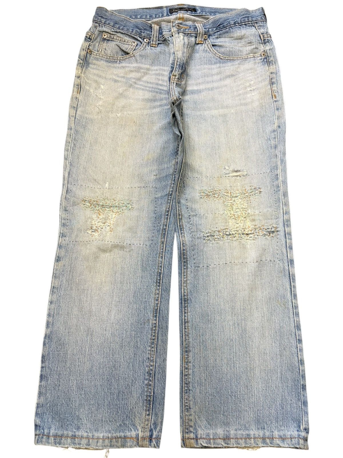 Vintage Japanese Brand Sashiko Style Distress Loose Jeans
