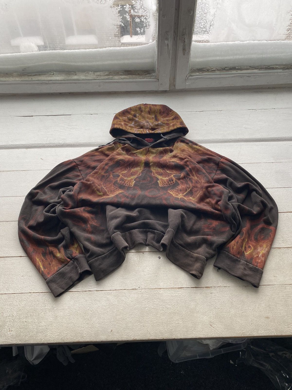 Japanese Brand 🔥Opium Punk Spiral Full Flame Skull Gothic Hoodie oversized Size US XL / EU 56 / 4 - 2 Thumbnail