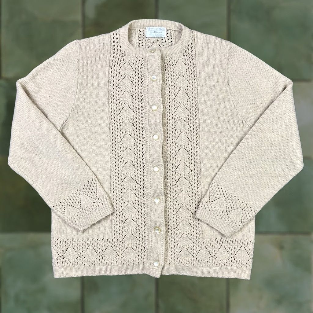 Vintage VINTAGE Parkway Knits Cardigan Shirt Women M Beige 90s Knit Heavyweight Crew Neck Buttoned Size M / US 6-8 / IT 42-44 - 1 Thumbnail