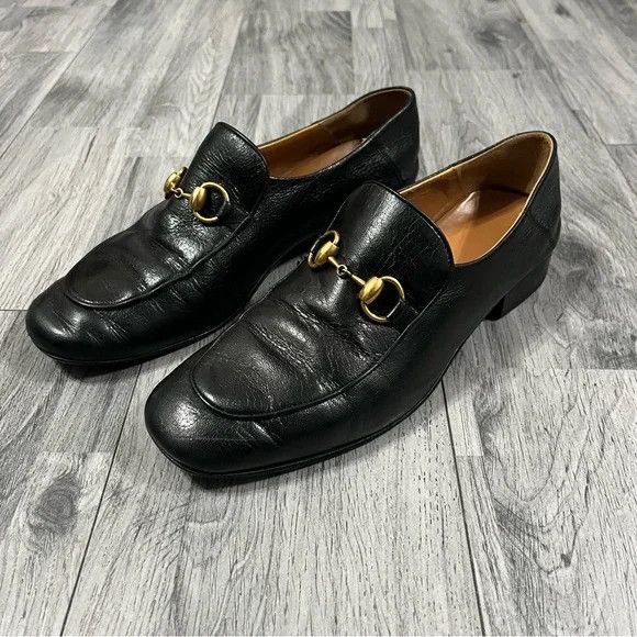 Gucci Brixton Foldable Heel Shoes Nero Leather Horsebit Loafer in Black, Women's (Size 10.5)