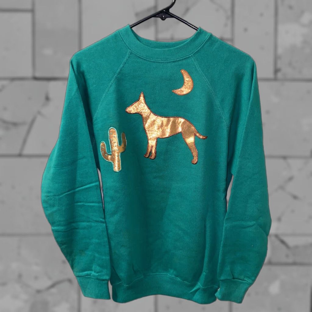Tultex VINTAGE Tultex Men's Green Fleece Lined USA Made Embroidered Sweatshirt Size M Casual Pullover Size US M / EU 48-50 / 2 - 1 Thumbnail