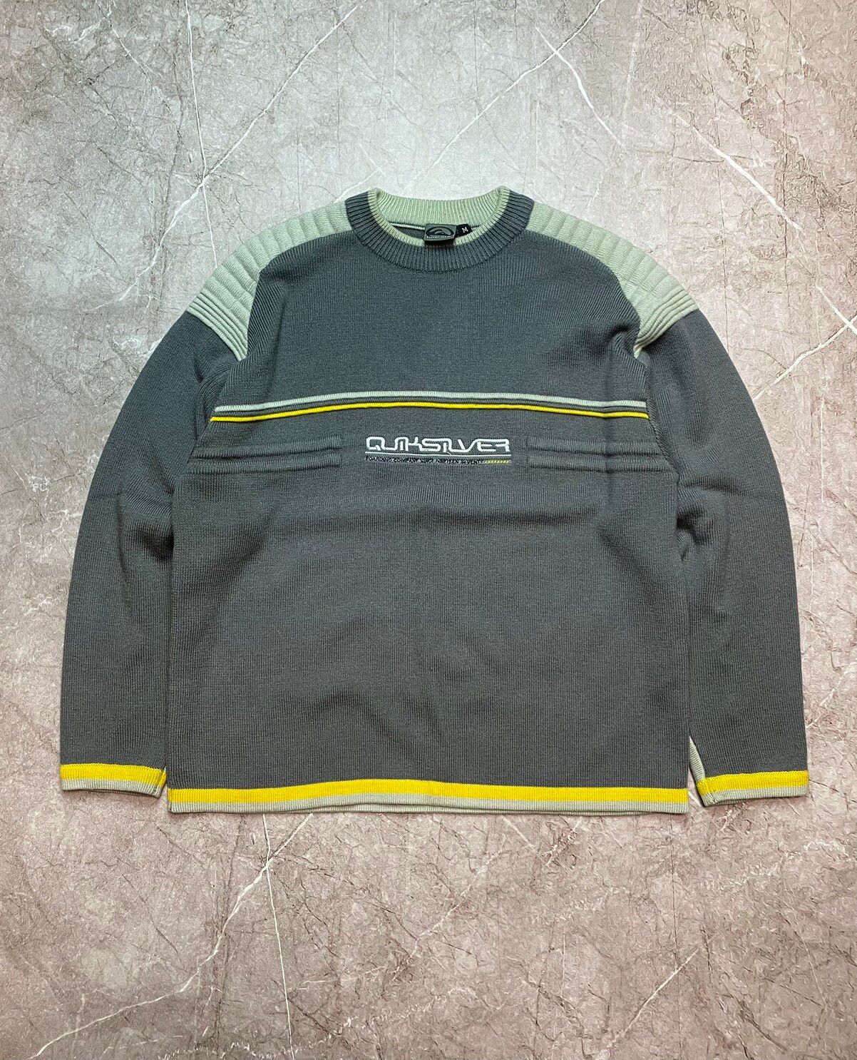 Pre-owned Quiksilver X Vintage Quiksilver Y2k Hype Streetwear Style Sweater In Grey