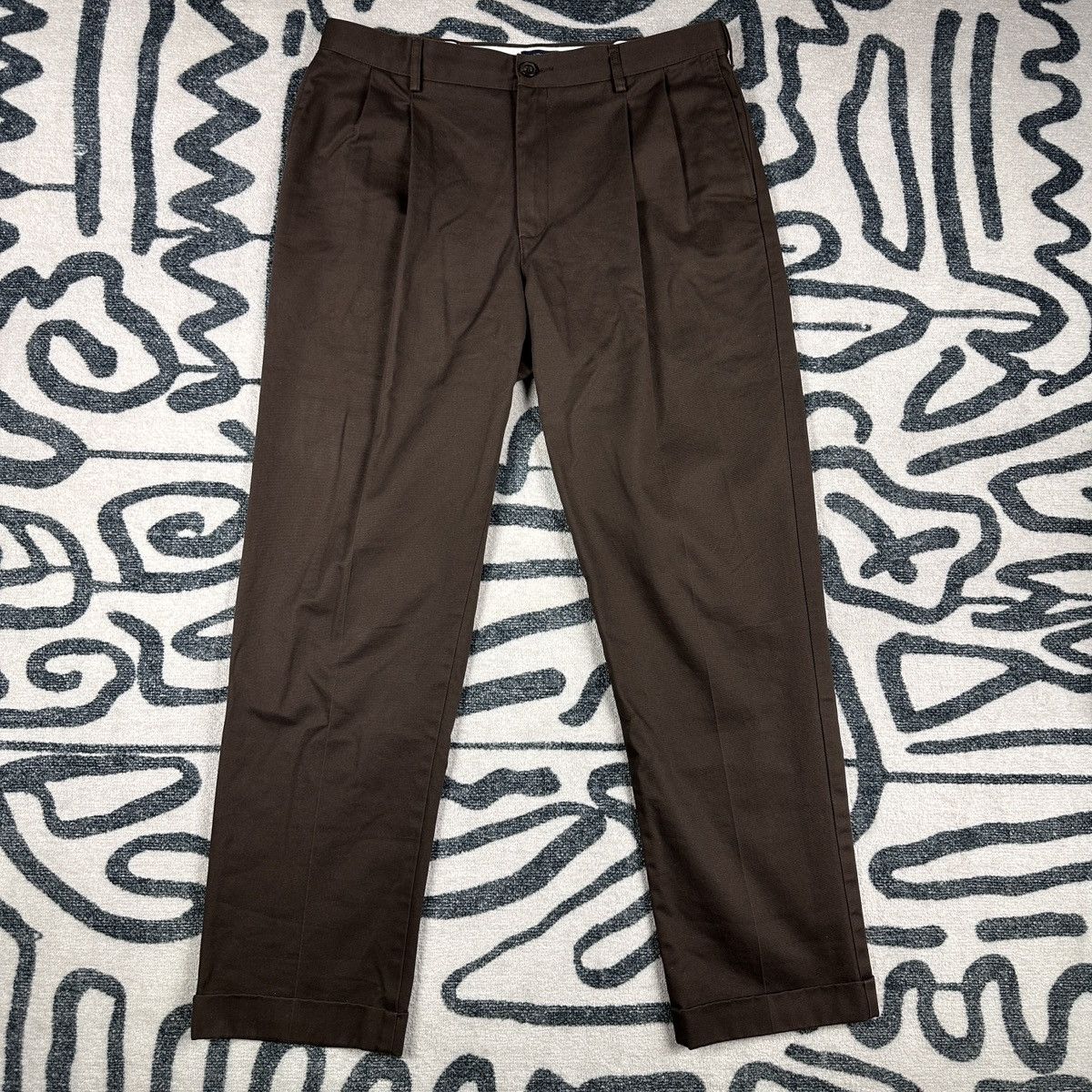 Lands' End Land’s End Casual Pleated Cuffed Brown Pants Size 34 Size US 34 / EU 50 - 1 Thumbnail