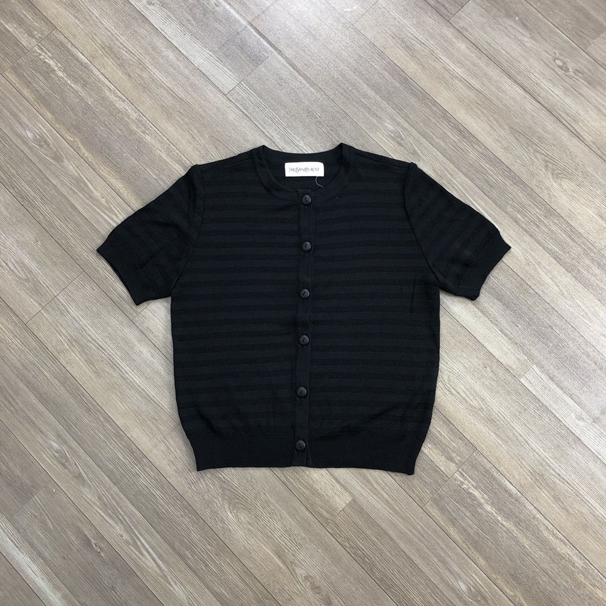 Vintage × Yves Saint Laurent Luxury Yves Saint Laurent YSL Stretch Striped Button Up Tee Size XS / US 0-2 / IT 36-38 - 1 Thumbnail