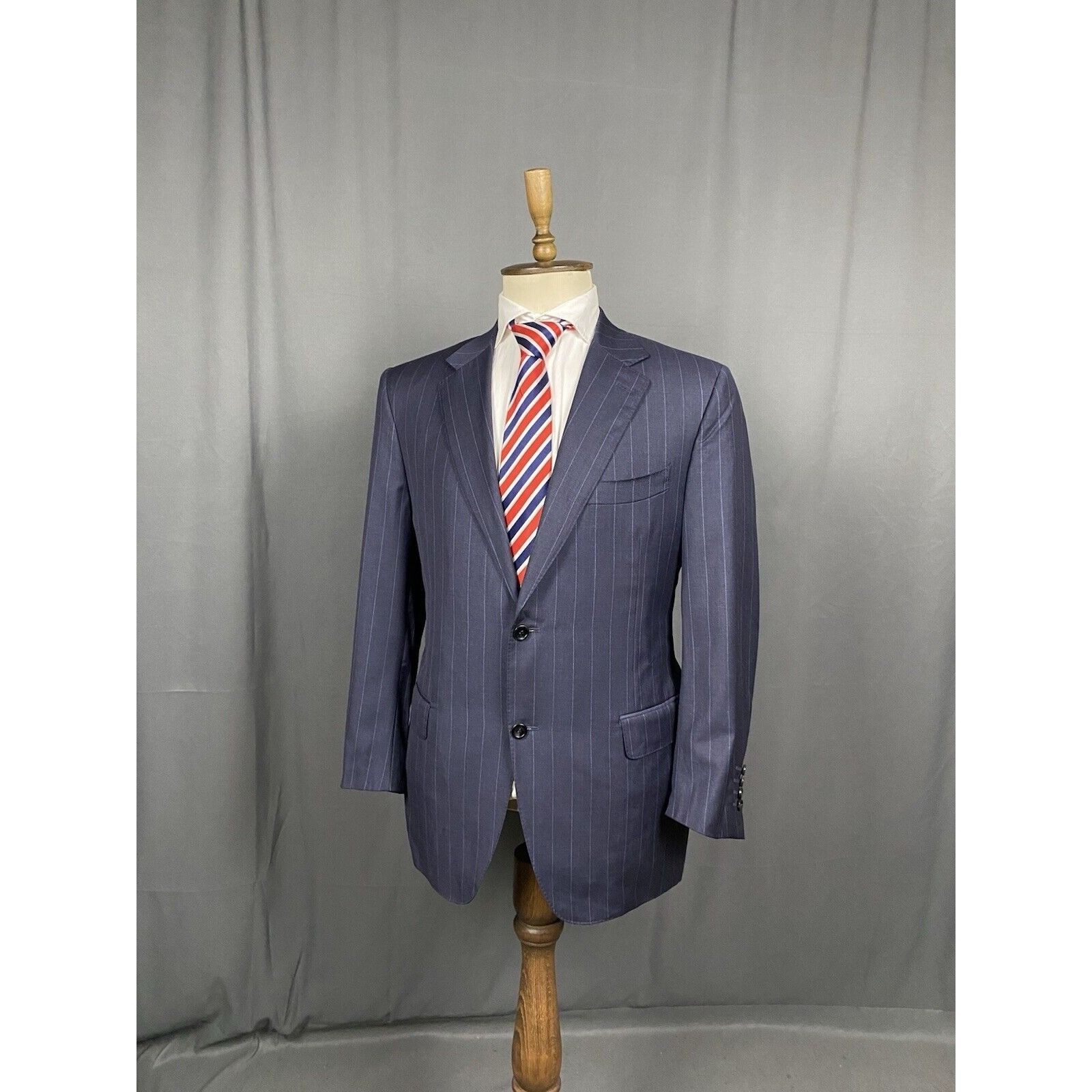 Canali Canali Men's Blue Wool Striped Blazer Sportcoat Jacket Size Size 54R - 2 Thumbnail