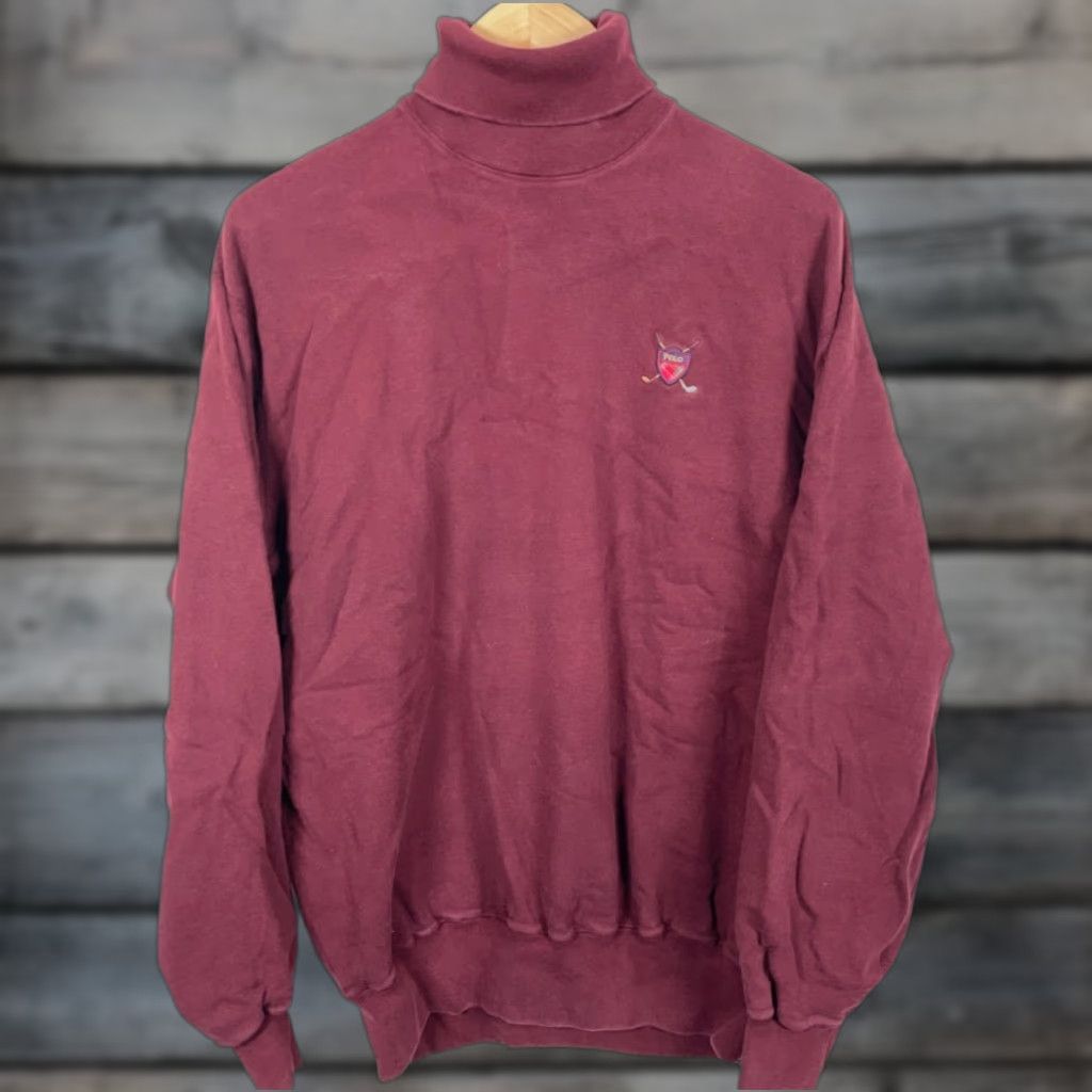 Polo Ralph Lauren VINTAGE Polo Ralph Lauren Sweatshirt Turtleneck Mens Large Dark Red Relaxed Fit Polo Ralph Lauren Sweatshirt Size US L / EU 52-54 / 3 - 1 Thumbnail