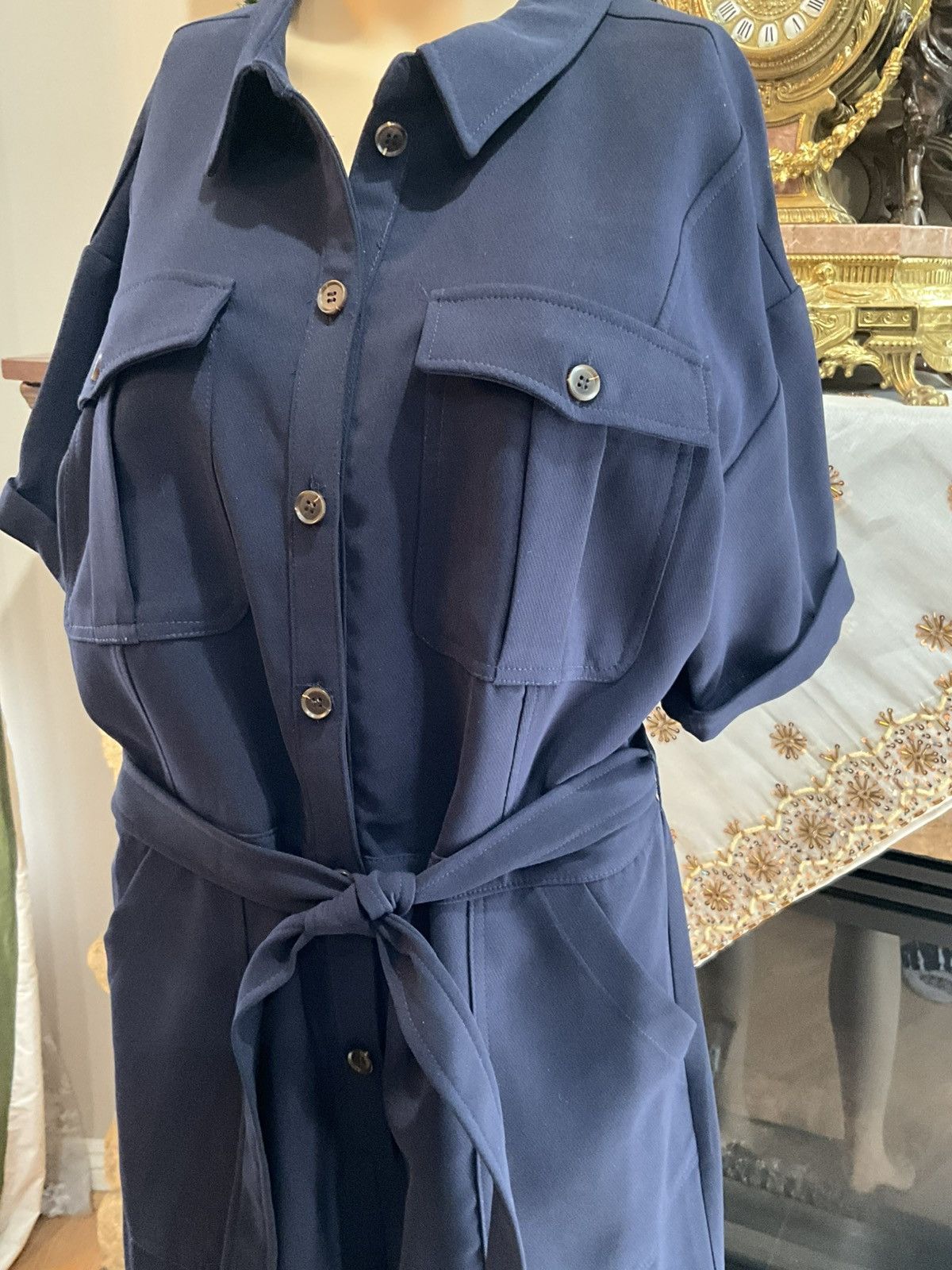Anthropologie NWT$118 Greylin Delton Utility Navy Romper LARGE Size 34" / US 12 / IT 48 - 8 Thumbnail