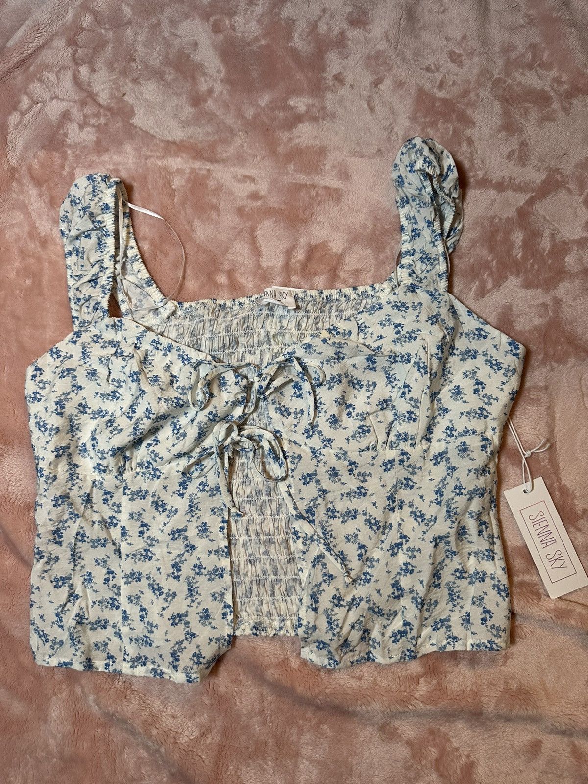 Other NWT Sienna Sky Floral Coquette Front Tie Tank Top Size XL Size XL / US 12-14 / IT 48-50 - 1 Thumbnail