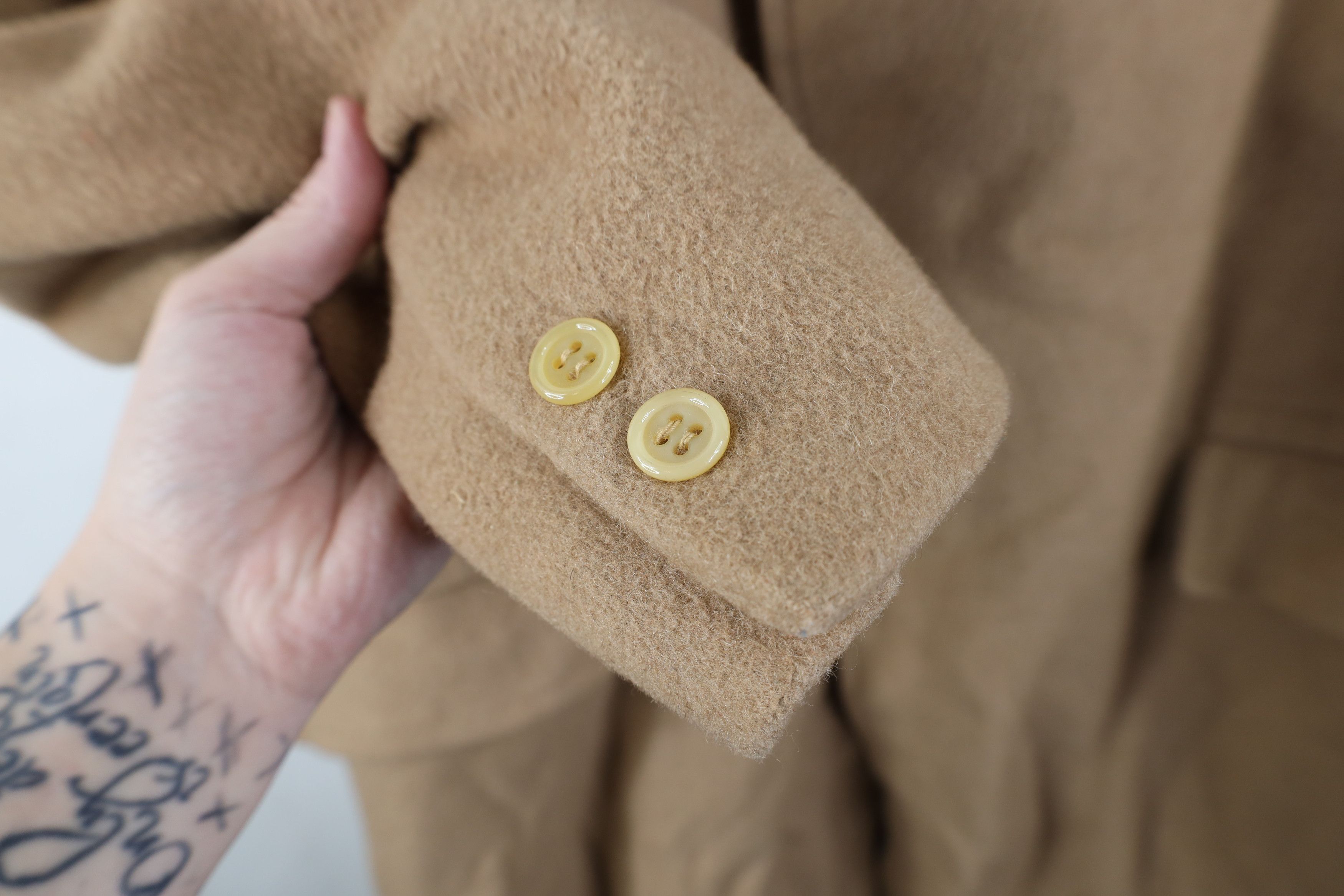 Vintage Vintage 90s Cashmere Blend Overcoat Car Jacket Beige Tan USA Size US XL / EU 56 / 4 - 8 Thumbnail