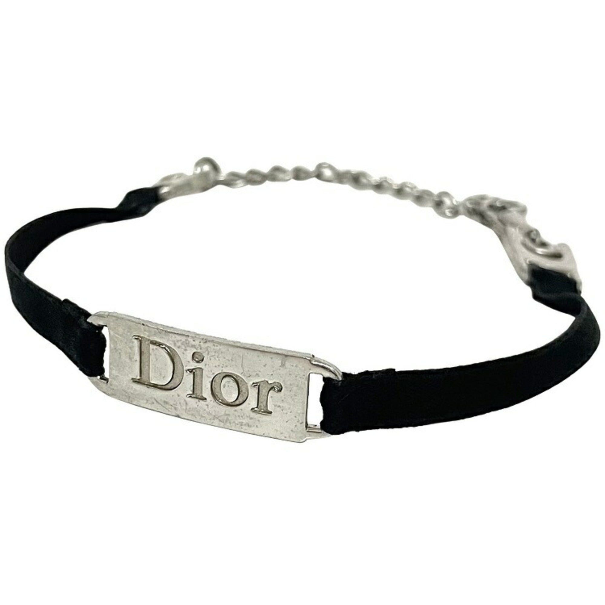 image of Christian Dior Bracelet Black Silver Plate Ribbon Ladies Accessory Cd, Women's