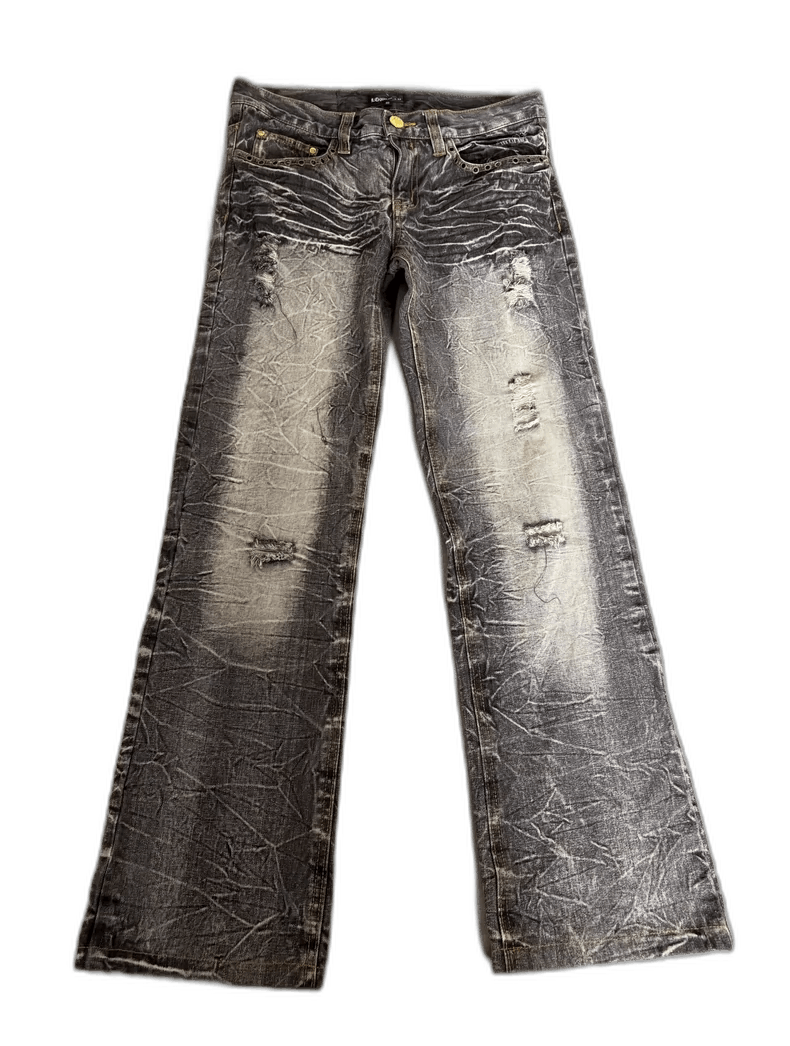 Yohji Yamamoto Vintage Gray Distressed WideLeg Jeans-2506 Size 26" / US 2 / IT 38 - 1 Thumbnail