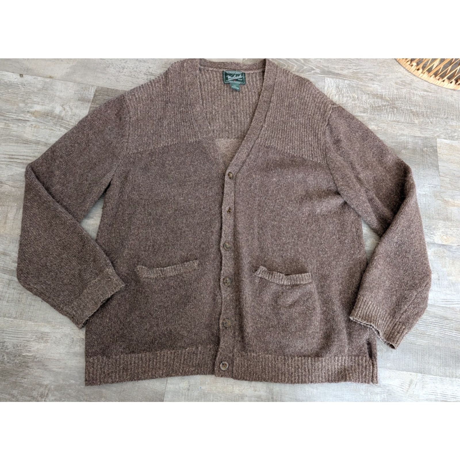 Vintage VINTAGE Woolrich Cardigan Sweater Mens XL Wood Brown Lamb's Wool Knit Cobain Grandpa 90s Outdoors Casual Size US XL / EU 56 / 4 - 2 Thumbnail