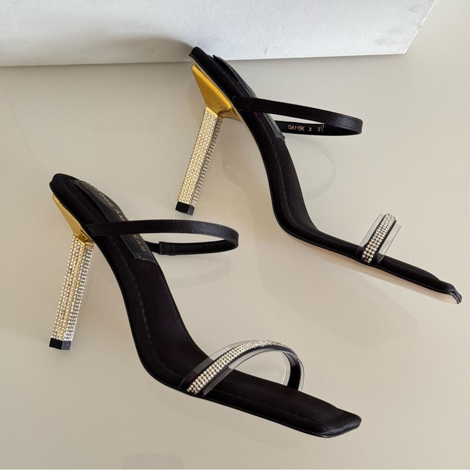 Good American NEW! Good American Heels, Size 9,5 Satin Black with Crystals Size US 9.5 / IT 39.5 - 11 Thumbnail