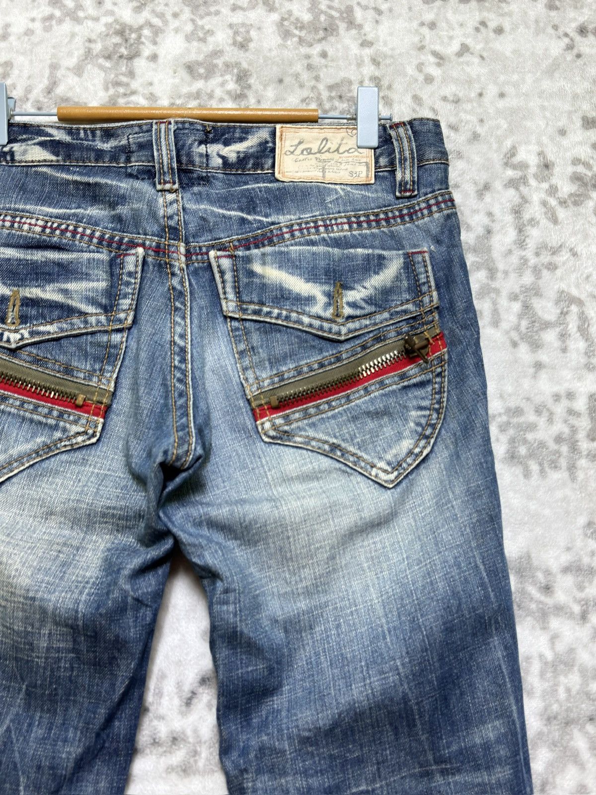 Japanese Brand Lolita Y2K Japanese Flare Zip Back Pocket Concert Club Denim Size US 32 / EU 48 - 12 Thumbnail