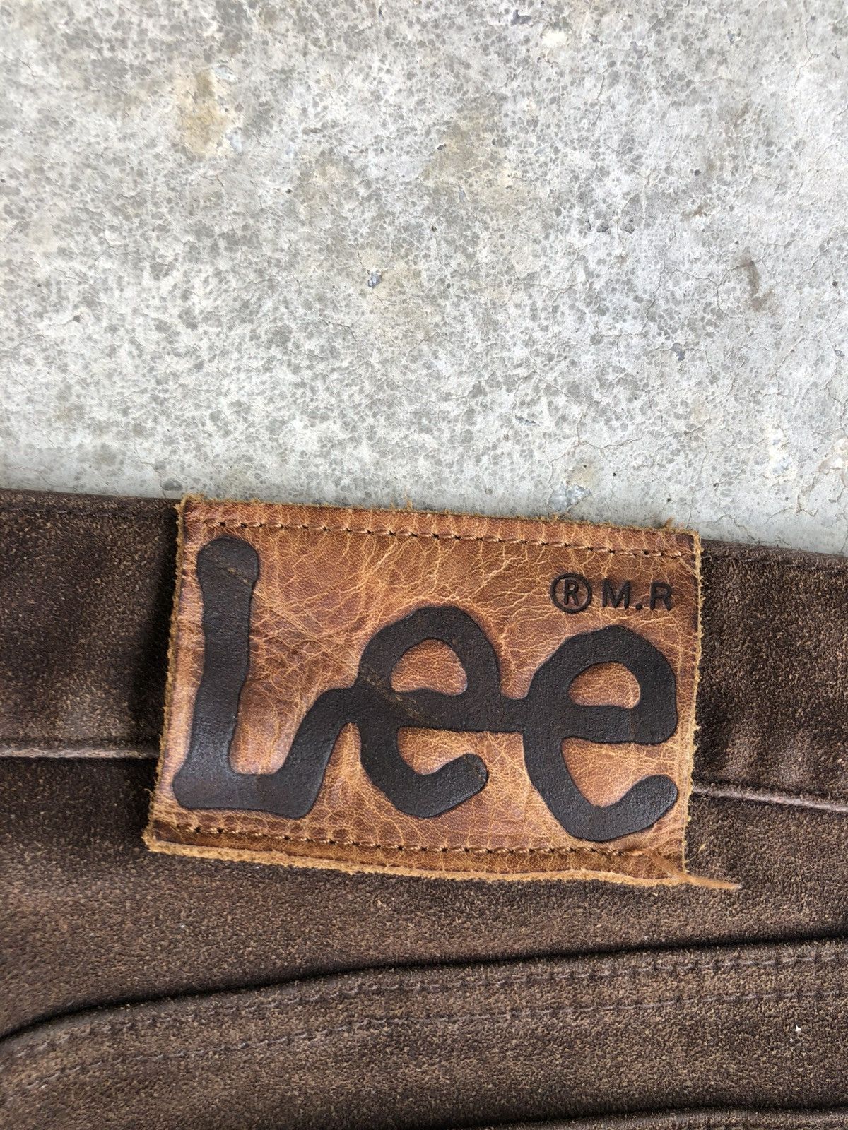 If Six Was Nine Vintage Lee Flared Jeans Distressed Leather Cowhide Size US 29 - 18 Thumbnail
