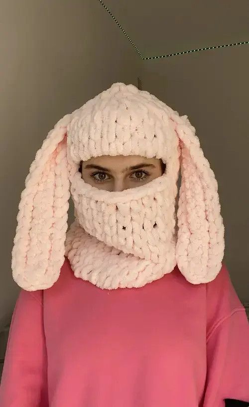 Other Handmade Knitted Balaclava Rabbit Bunny Style Size ONE SIZE - 5 Thumbnail