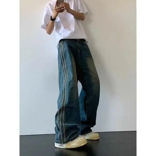 Other Blue Street Wash Distressed Straight Jeans Size US 32 / EU 48 - 2 Thumbnail